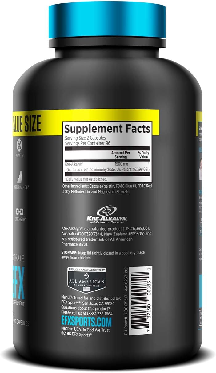 EFX Sports – Kre-Alkalyn Creatine – 192 Capsules-1