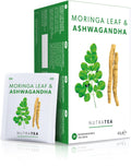 Nutra Tea Moringa Leaf & Ashwagandha - Moringa Tea Bags | Ashwagandha Tea Bags - Rich In Essential Nutrients & Cortisol Balance - 20 Individually Wrapped Bags - Herbal Infusion (1 Pack)