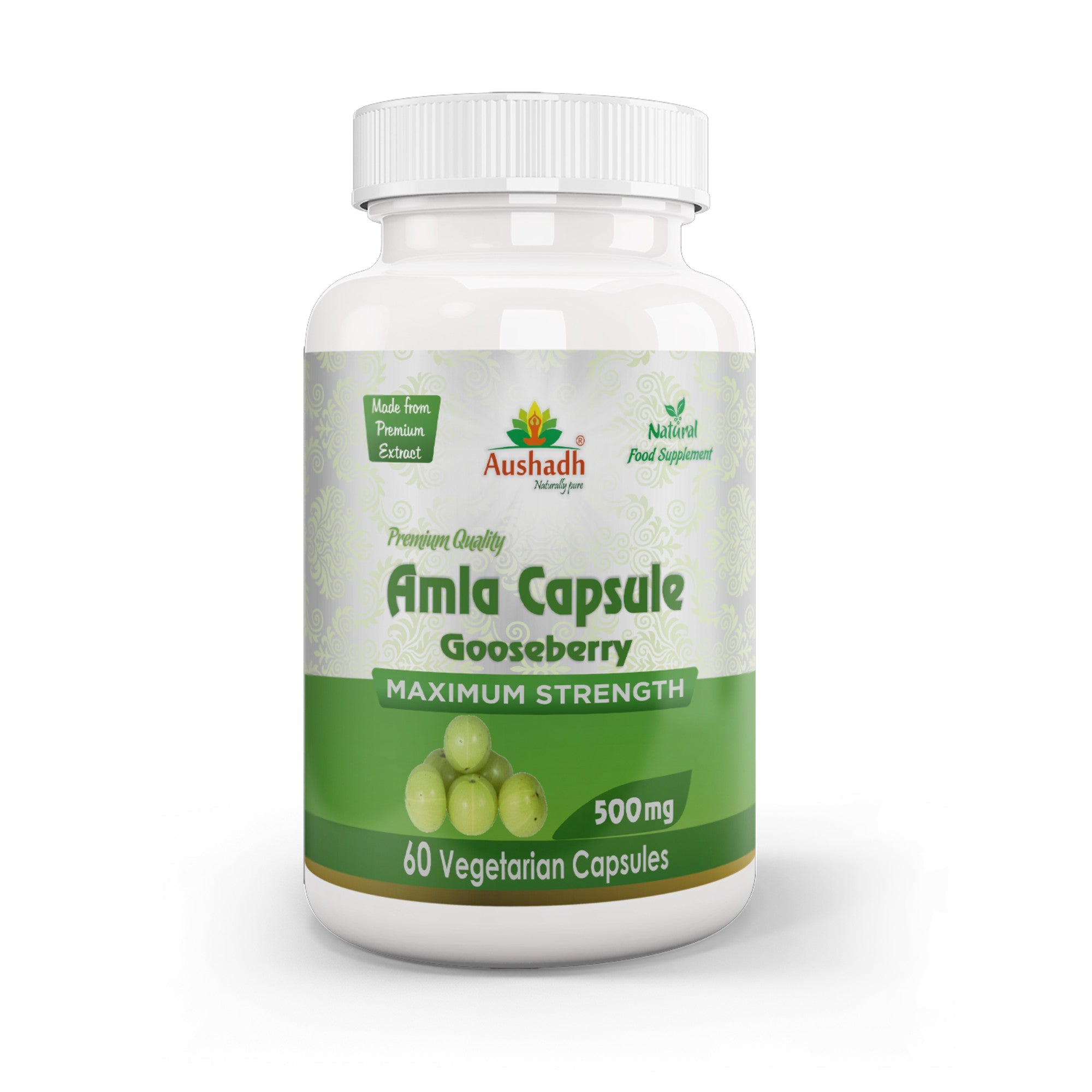 Aushadh Amla Capsules (Indian Gooseberry, Amalaki) Antioxidant Wellness Support - Vegan, Gluten Free, Non-GMO, 60 Capsules-0
