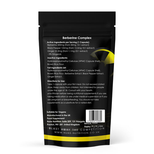 Berberine Complex 500mg + Black Pepper + Ginger Capsules