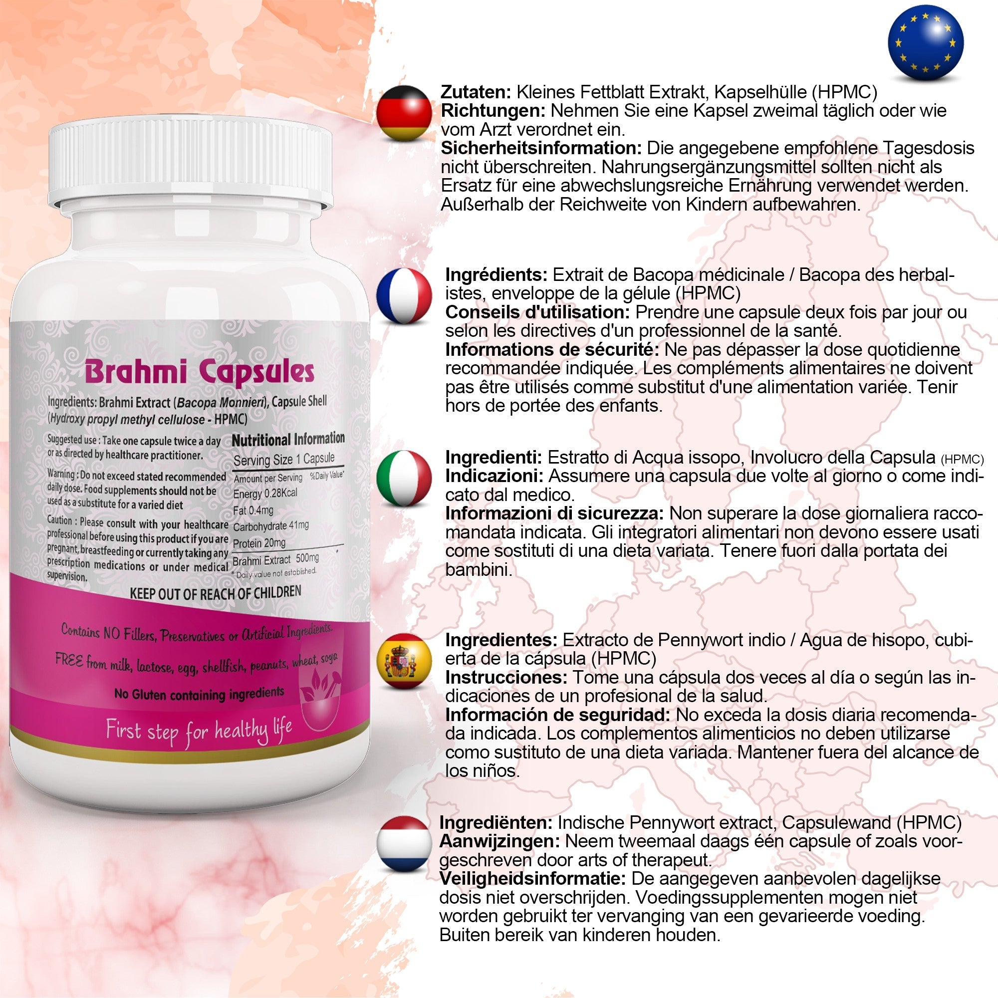 Aushadh Brahmi Capsules (Bacopa, Water Hyssop) Memory & Focus Support - Vegan, Gluten Free, Non-GMO, 60 Capsules-1