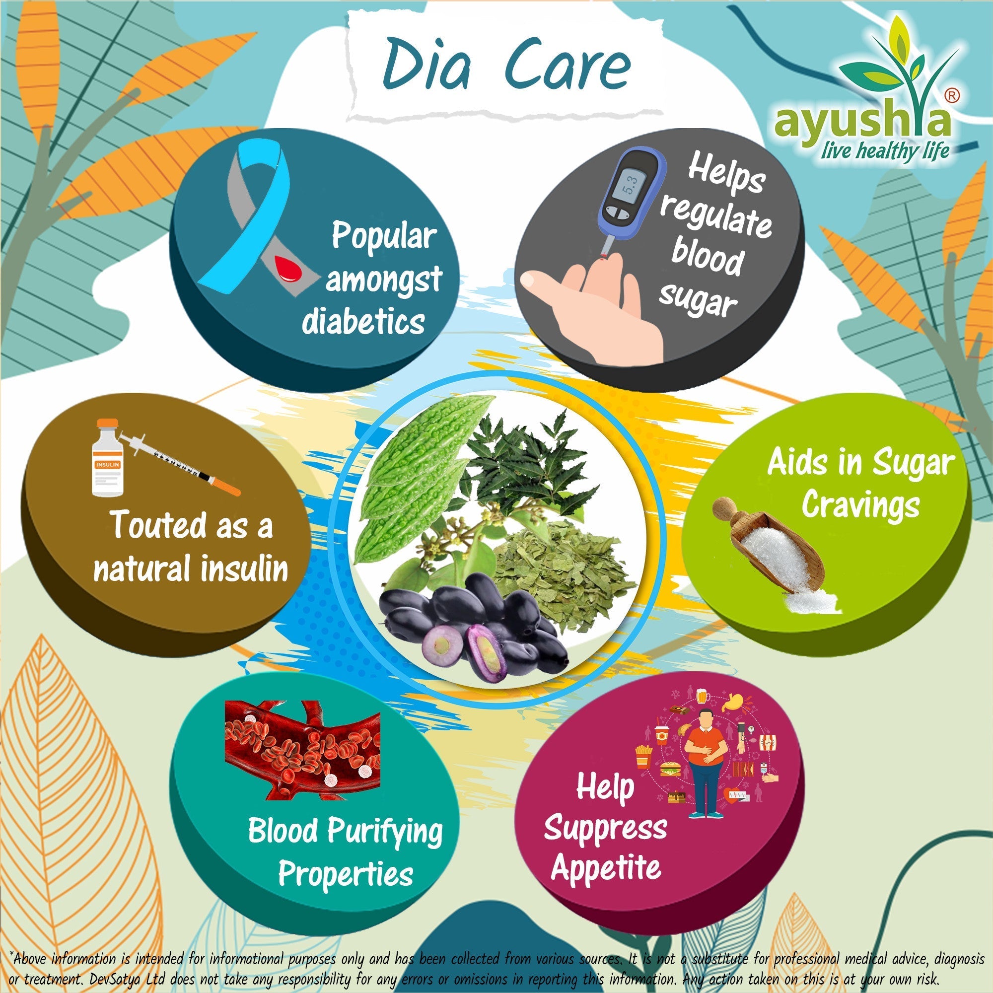 Ayushya Dia Care Capsules (Glucose Care Blend) Glucose Wellness Support - Vegan, Gluten Free, Non-GMO, 60 Capsules-3