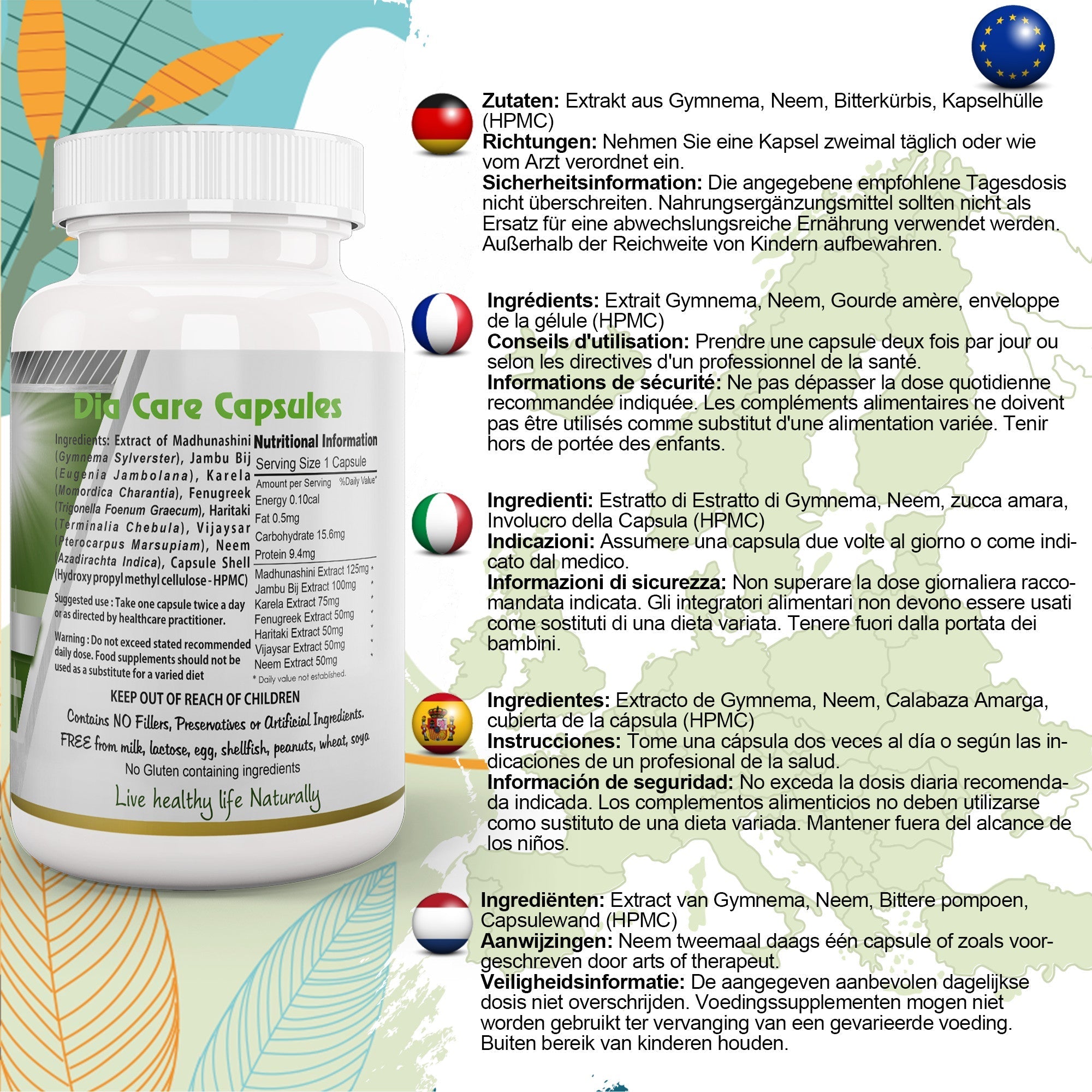 Ayushya Dia Care Capsules (Glucose Care Blend) Glucose Wellness Support - Vegan, Gluten Free, Non-GMO, 60 Capsules-1
