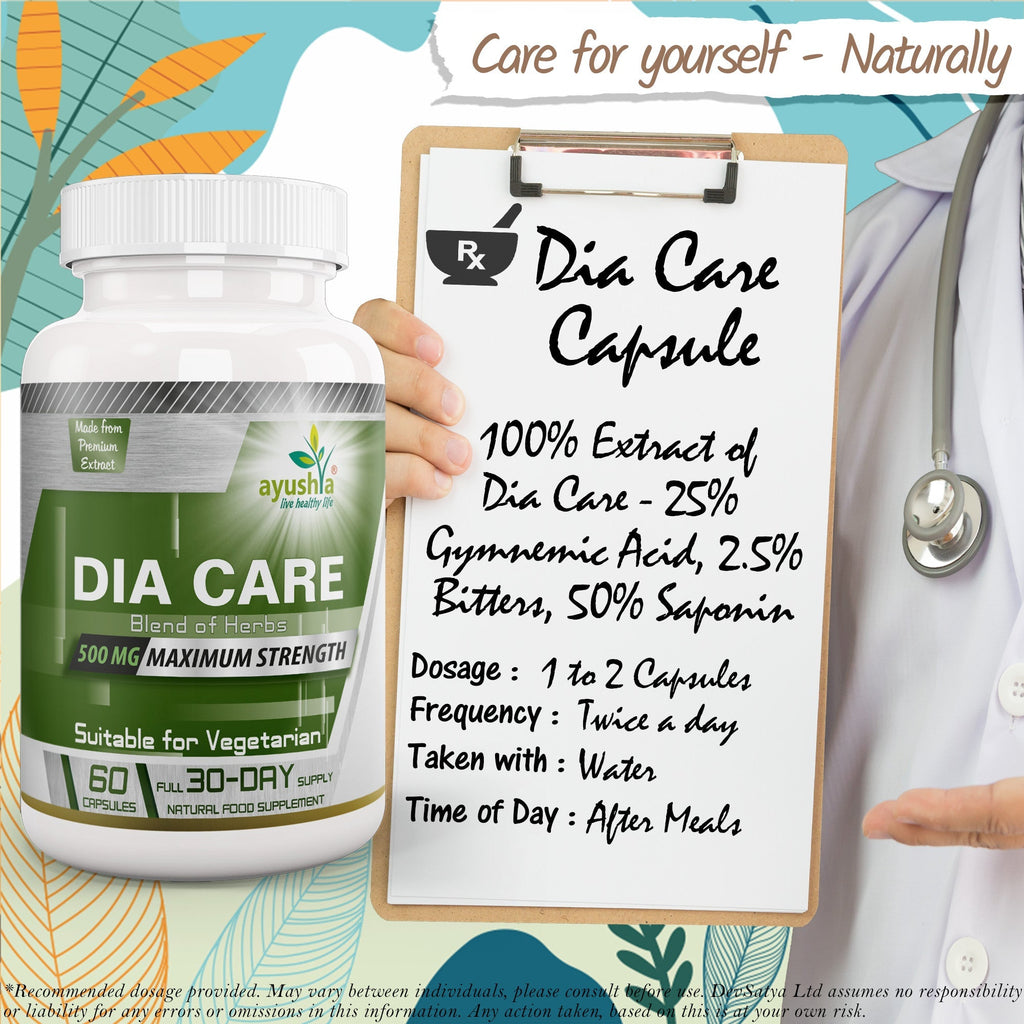 Ayushya Dia Care Capsules (Glucose Care Blend) Glucose Wellness Support - Vegan, Gluten Free, Non-GMO, 60 Capsules-4