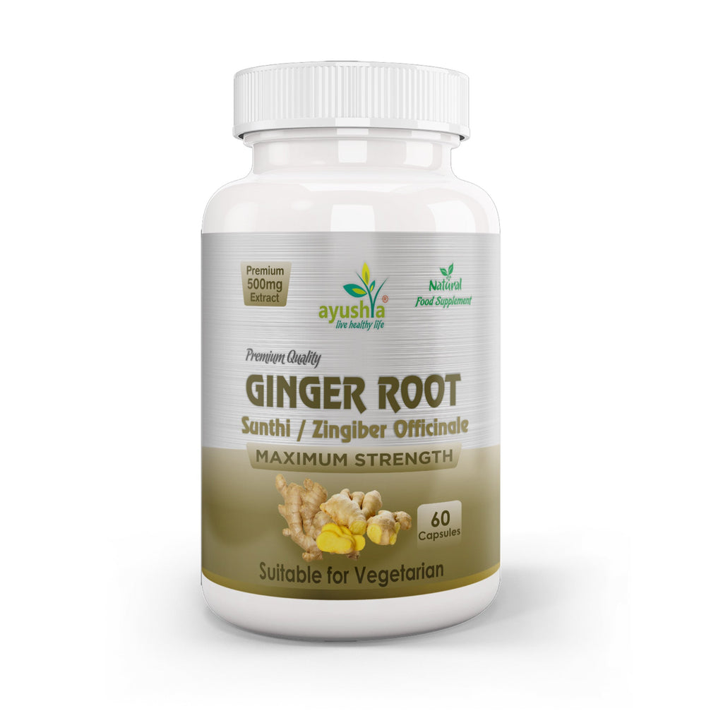 Ayushya Ginger Capsules (Adrak, Sunthi) Digestive Comfort Support - Vegan, Gluten Free, Non-GMO, 60 Capsules-0