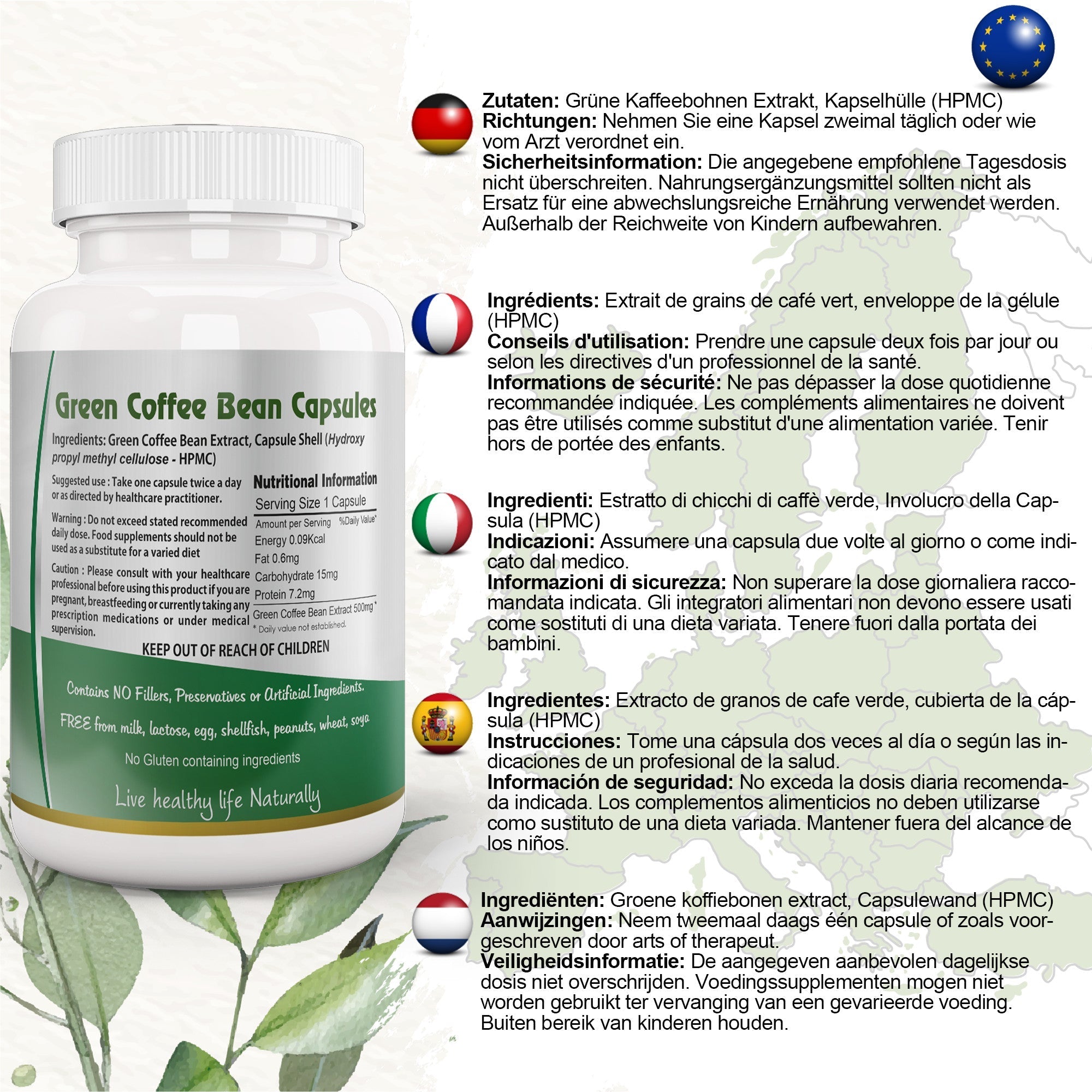 Ayushya Green Coffee Bean Capsules Energy & Antioxidant Support - Vegan, Gluten Free, Non-GMO, 60 Capsules-1
