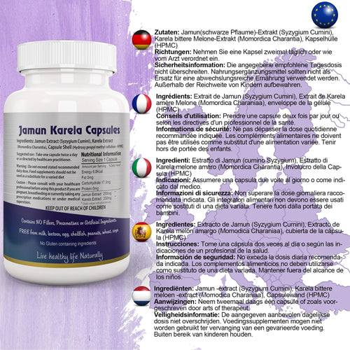 Ayushya Jamun Karela Neem Capsules Glucose Wellness Support - Vegan, Gluten Free, Non-GMO, 60 Capsules-1