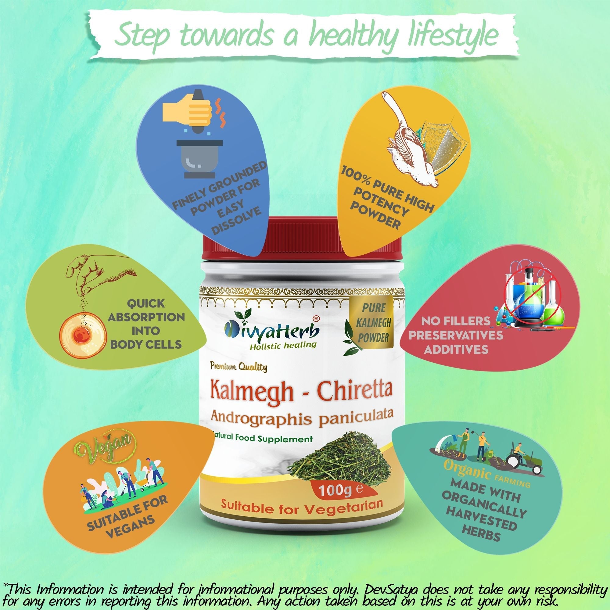 DivyaHerb Kalmegh Powder 100 gram - Daily Wellness Support-4