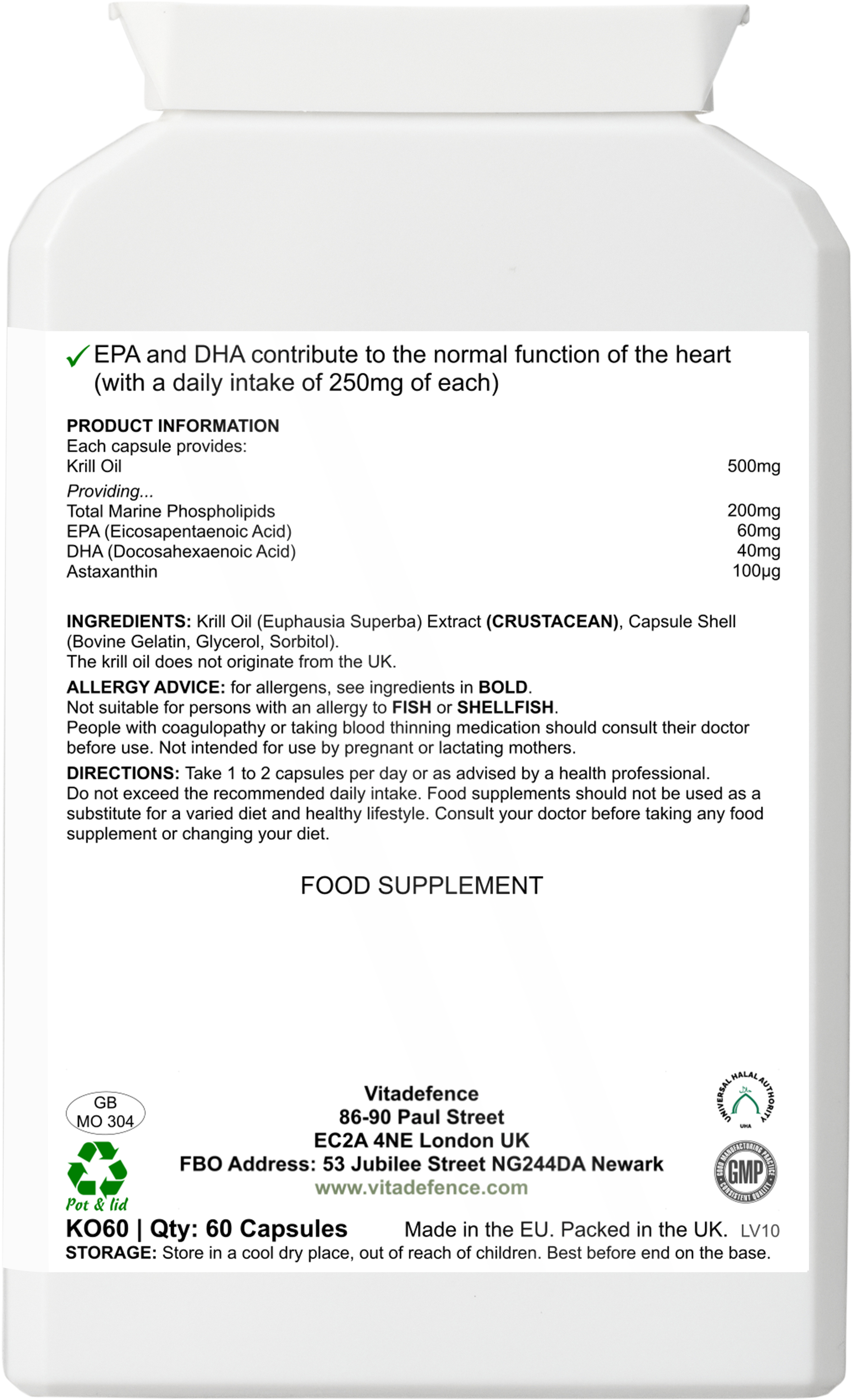 Krill Oil Antarctic | 500 mg with EPA, DHA & Astaxanthin – 60 Softgels-4