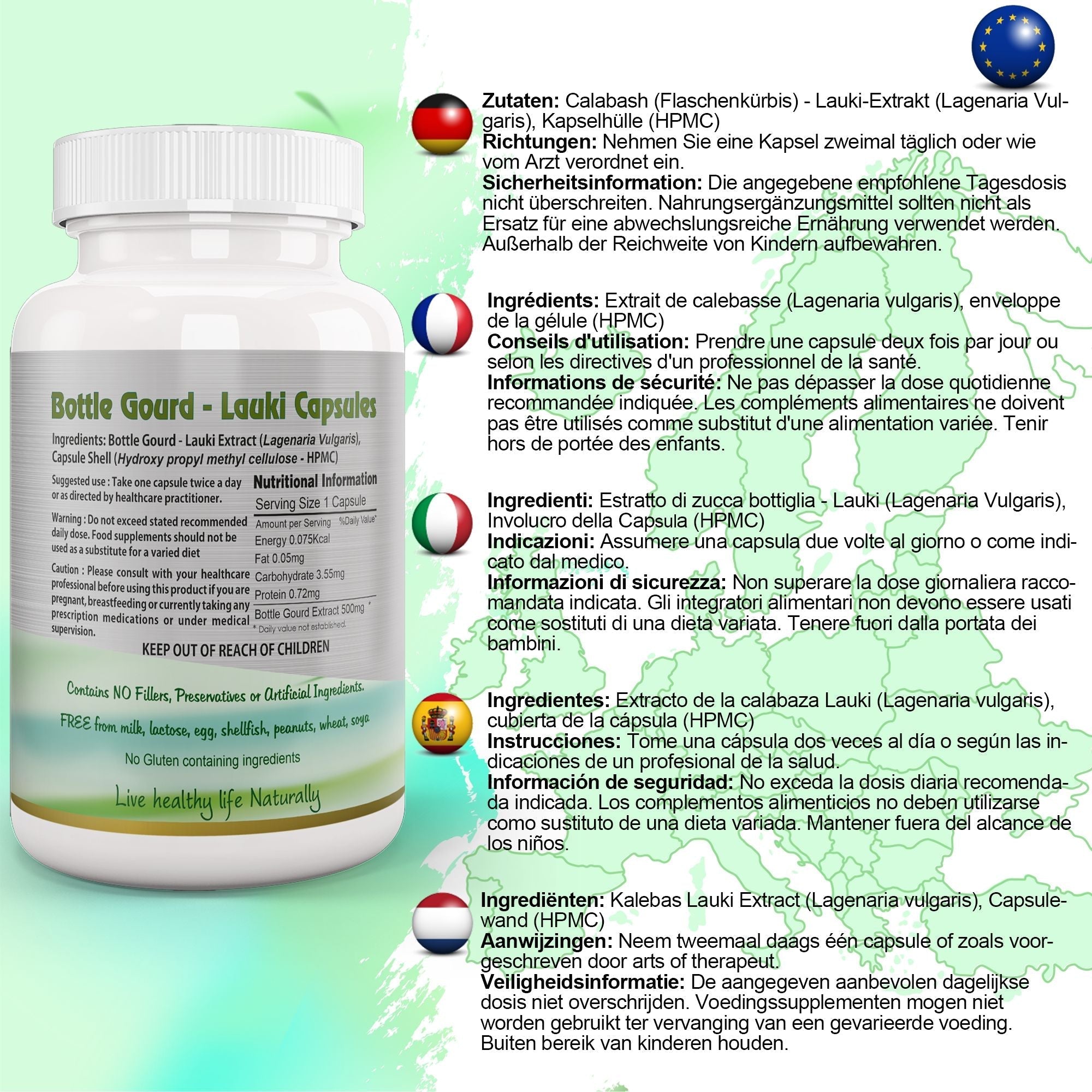Ayushya Lauki (Bottle Gourd, Calabase) Capsules Cooling Balance & Wellness Support - Vegan, Gluten Free, Non-GMO, 60 Capsules-1