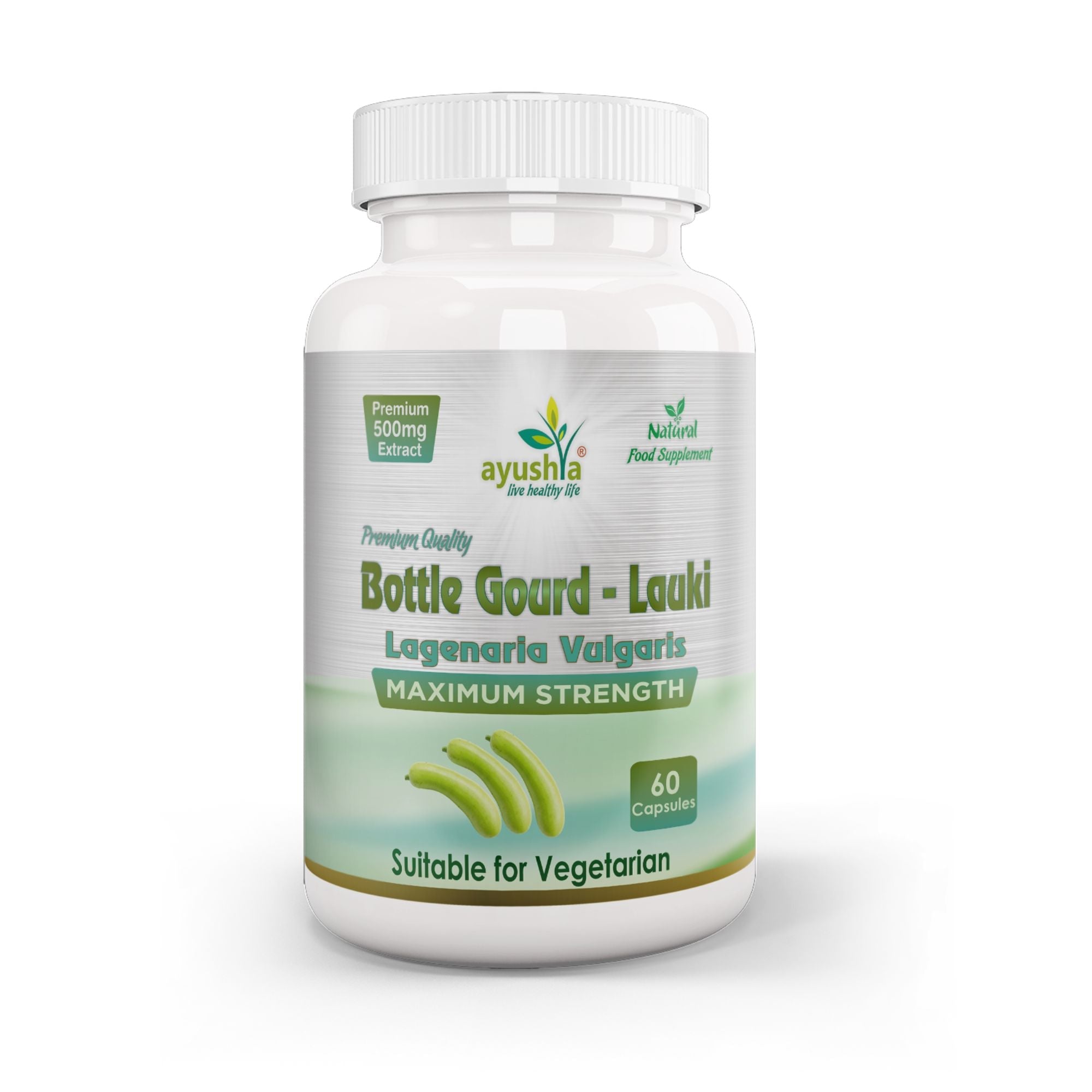 Ayushya Lauki (Bottle Gourd, Calabase) Capsules Cooling Balance & Wellness Support - Vegan, Gluten Free, Non-GMO, 60 Capsules-0