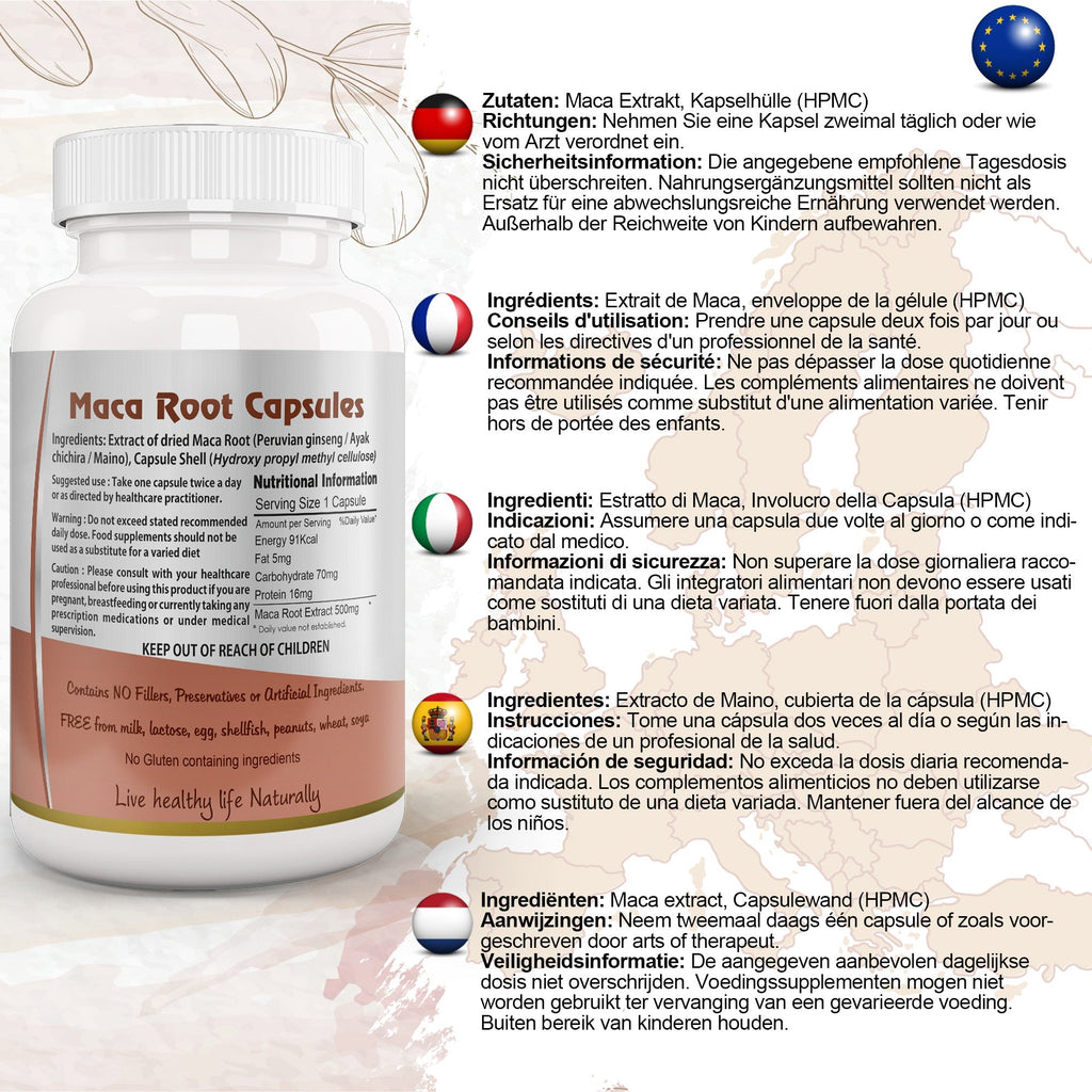 Ayushya Maca Root Capsules (Peruvian Ginseng) Energy & Stamina Support - Vegan, Gluten Free, Non-GMO, 60 Capsules-1