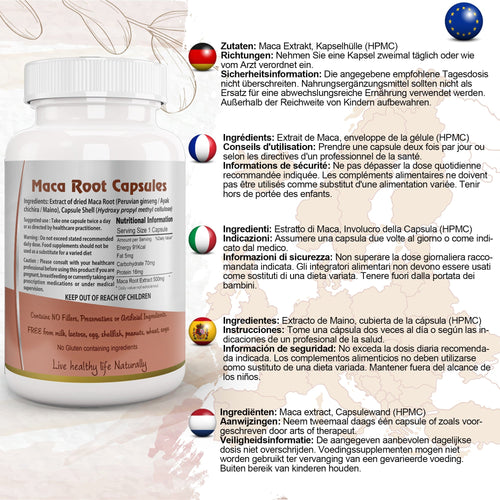 Ayushya Maca Root Capsules (Peruvian Ginseng) Energy & Stamina Support - Vegan, Gluten Free, Non-GMO, 60 Capsules-1