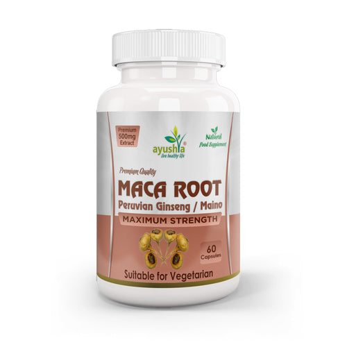 Ayushya Maca Root Capsules (Peruvian Ginseng) Energy & Stamina Support - Vegan, Gluten Free, Non-GMO, 60 Capsules-0
