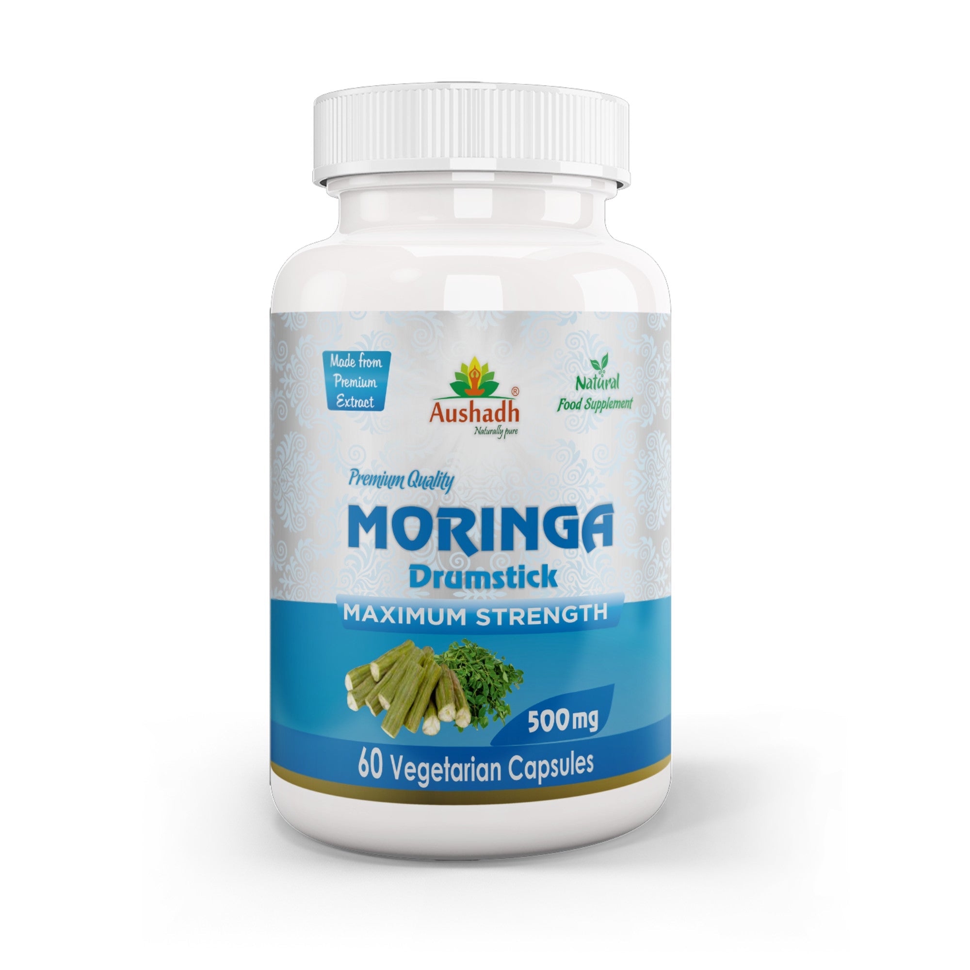 Aushadh Moringa Oleifera Capsules (Drumstick Tree) Energy & Nutrition Support - Vegan, Gluten Free, Non-GMO, 60 Capsules-0
