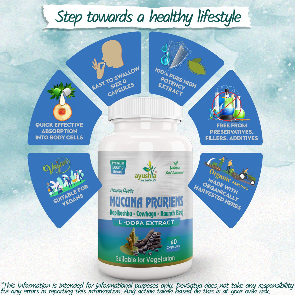 Ayushya Mucuna Pruriens Capsules (Velvet Bean) Mood Balance & Vitality Support - Vegan, Gluten Free, Non-GMO, 60 Capsules-4