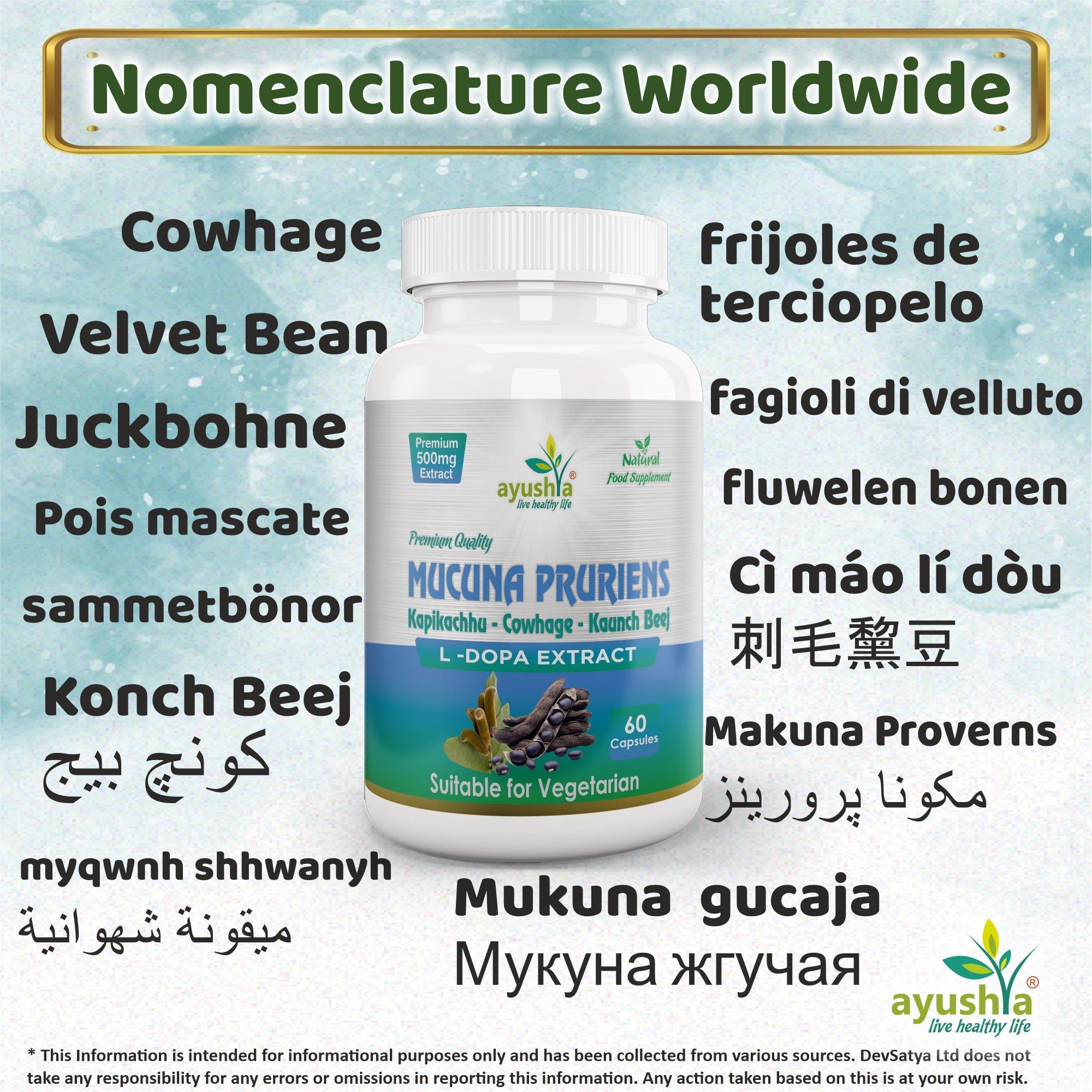 Ayushya Mucuna Pruriens Capsules (Velvet Bean) Mood Balance & Vitality Support - Vegan, Gluten Free, Non-GMO, 60 Capsules-2