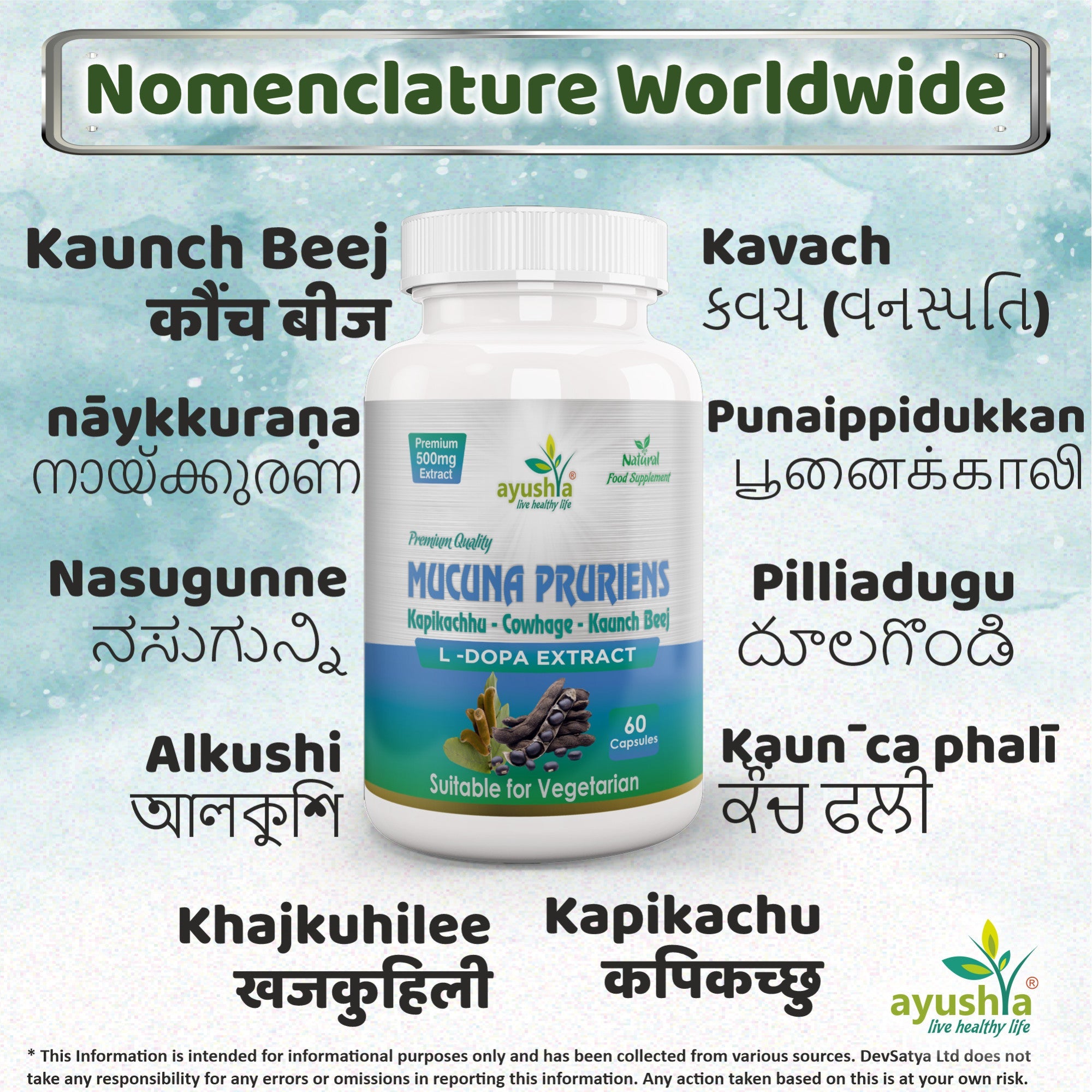 Ayushya Mucuna Pruriens Capsules (Velvet Bean) Mood Balance & Vitality Support - Vegan, Gluten Free, Non-GMO, 60 Capsules-3