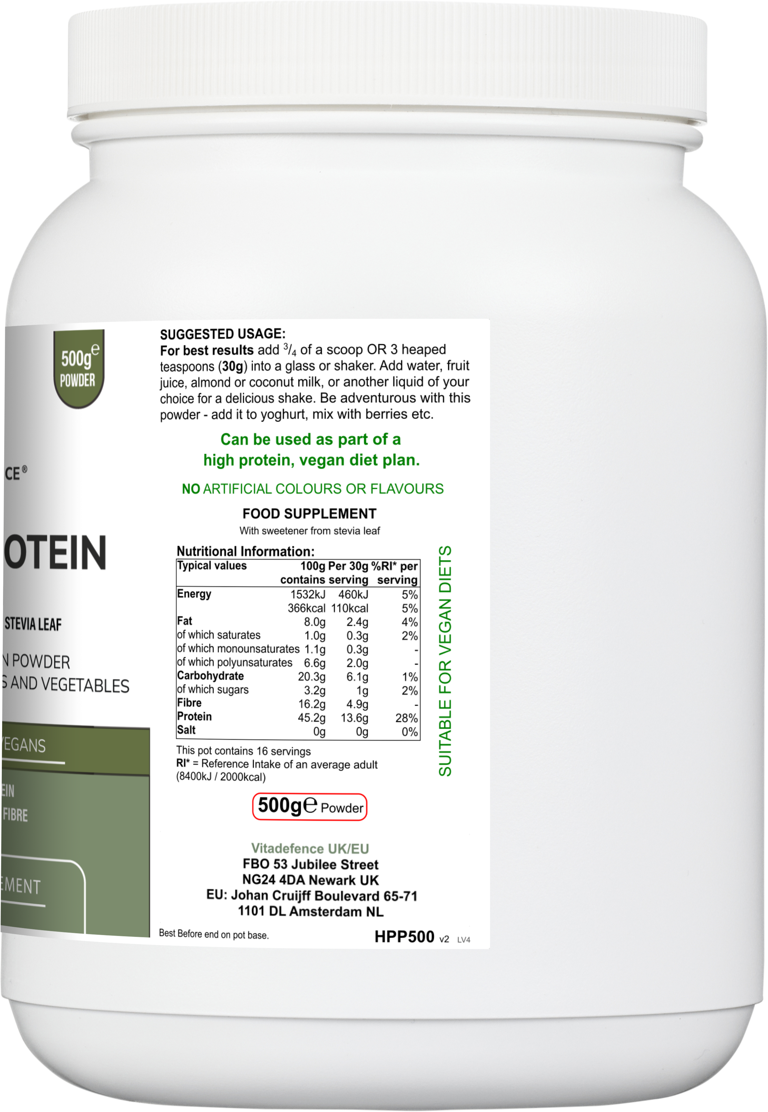 Hemp Protein Multi | Plant-Based Protein Powder with Fruits, Herbs & Vegetables – 500 g-3