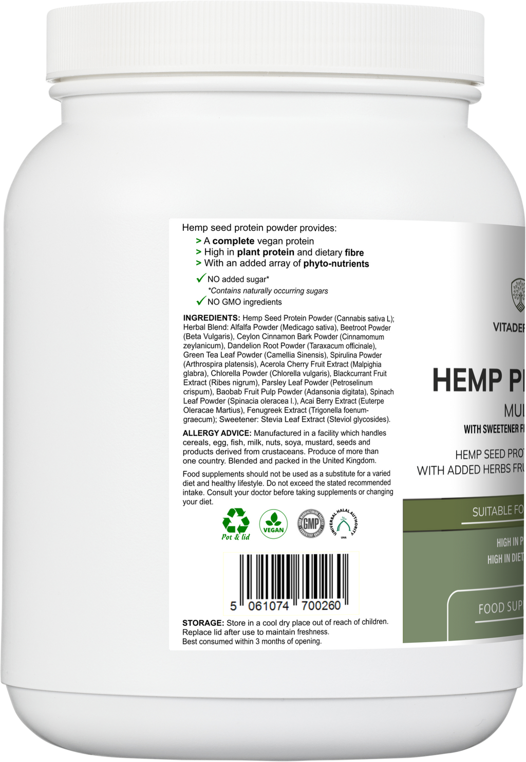 Hemp Protein Multi | Plant-Based Protein Powder with Fruits, Herbs & Vegetables – 500 g-2