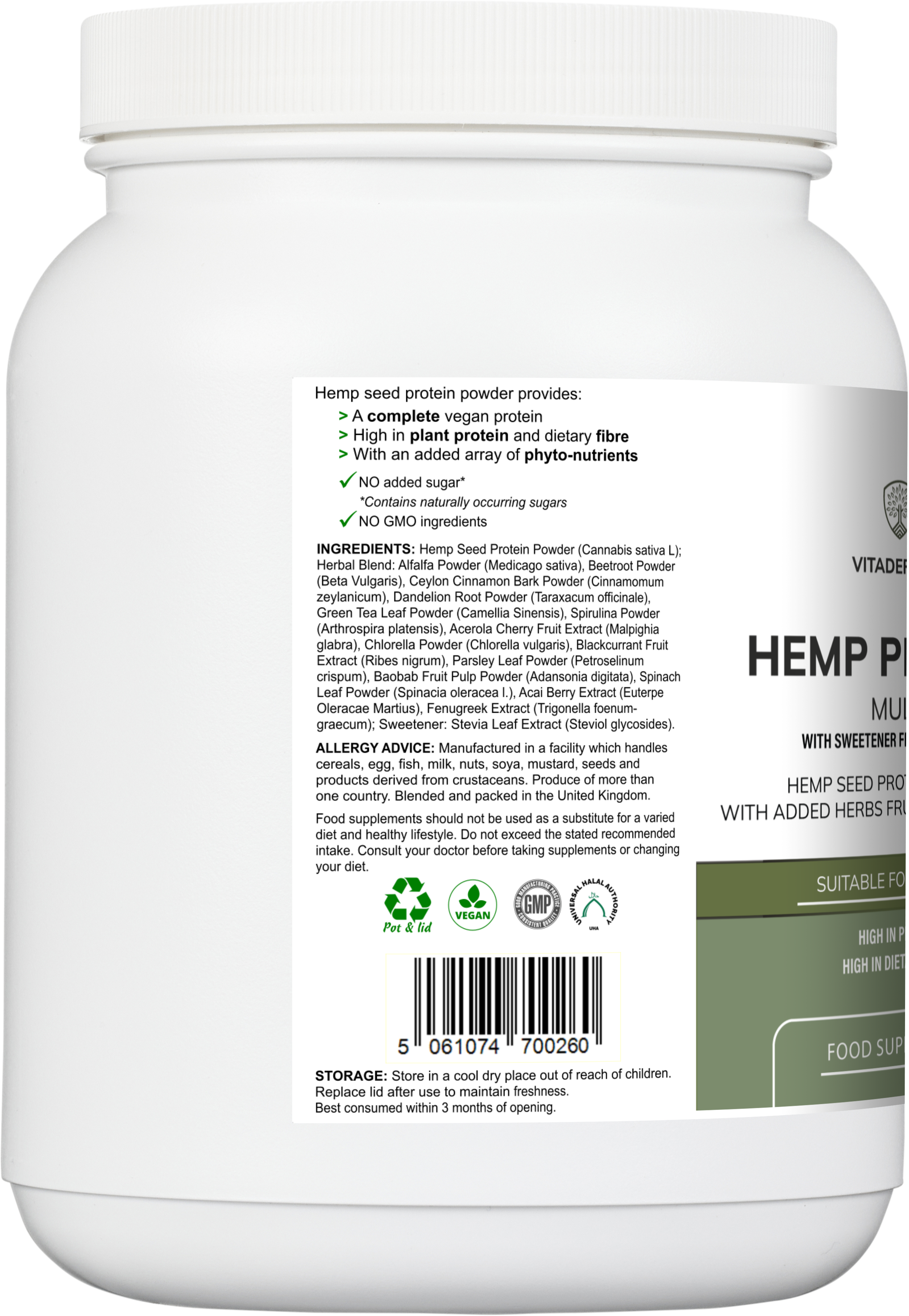 Hemp Protein Multi | Plant-Based Protein Powder with Fruits, Herbs & Vegetables – 500 g-2