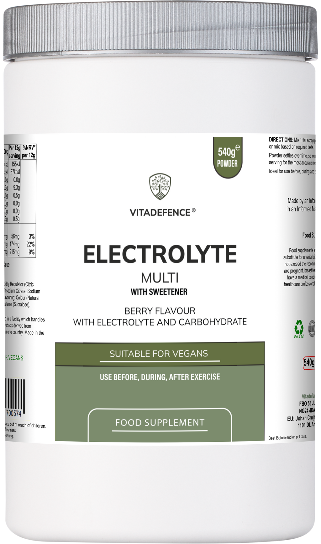 Electrolyte Multi | Berry Flavour Hydration Powder with Electrolytes & Minerals – 540 g-0