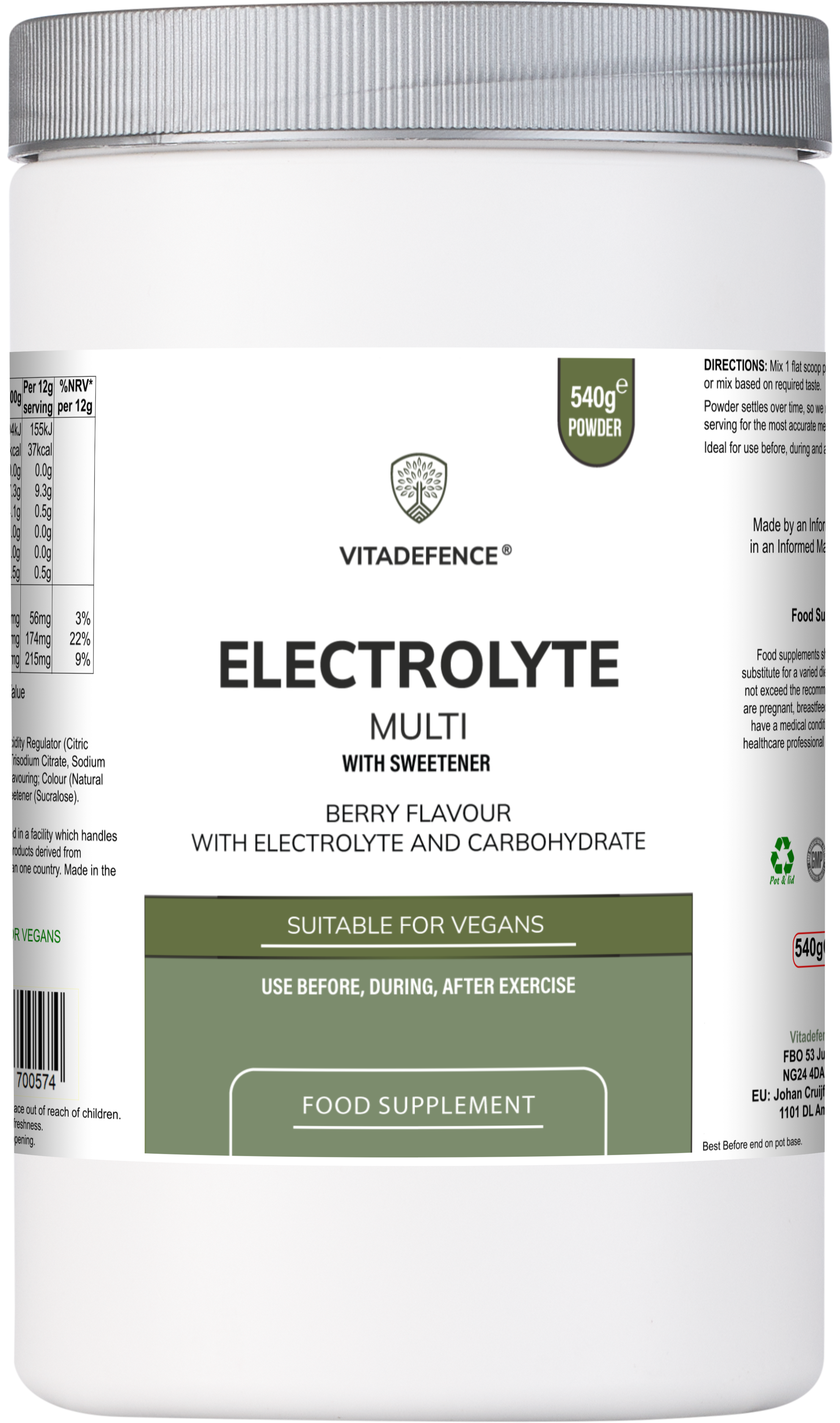 Electrolyte Multi | Berry Flavour Hydration Powder with Electrolytes & Minerals – 540 g-0