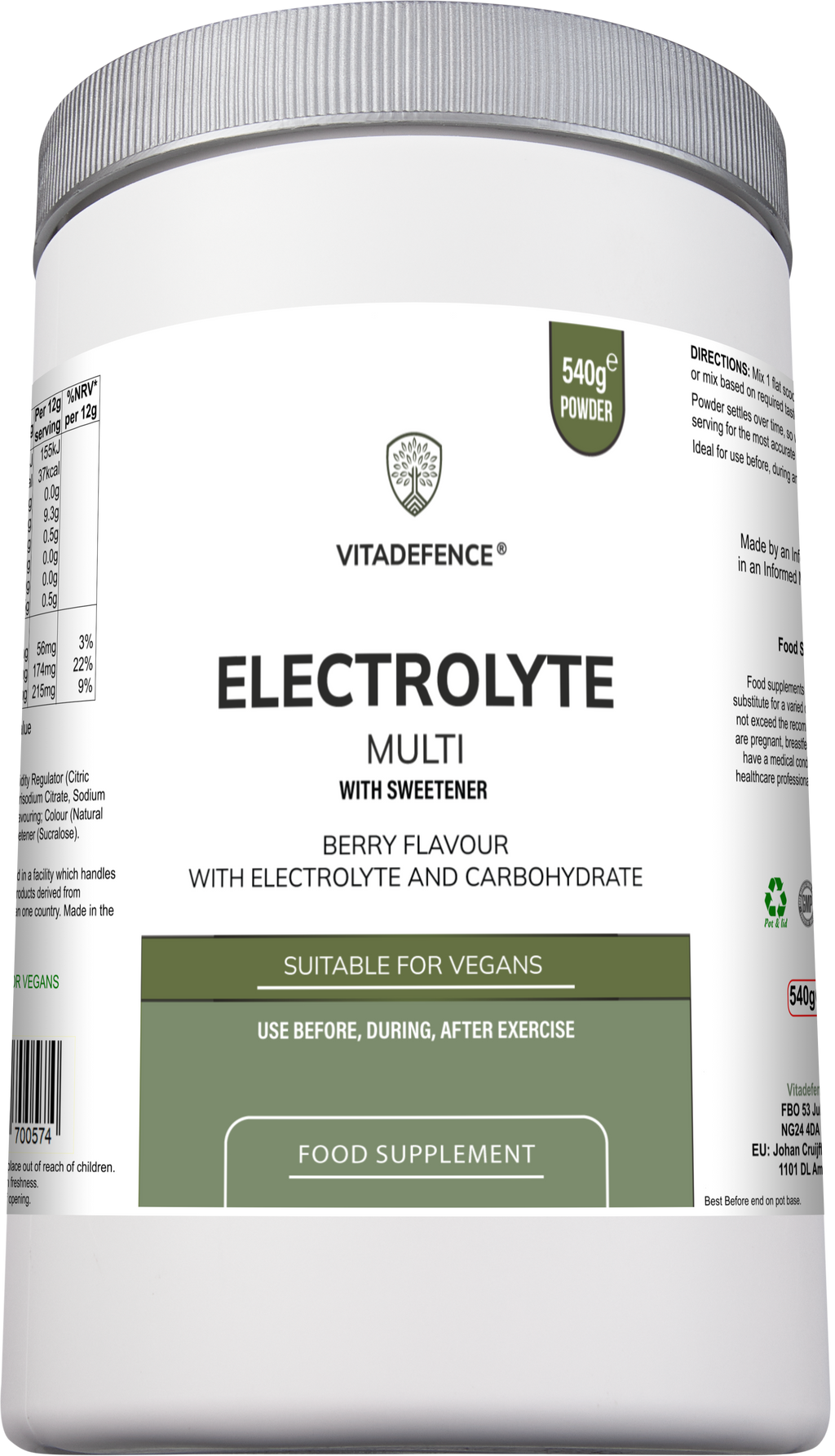 Electrolyte Multi | Berry Flavour Hydration Powder with Electrolytes & Minerals – 540 g-1