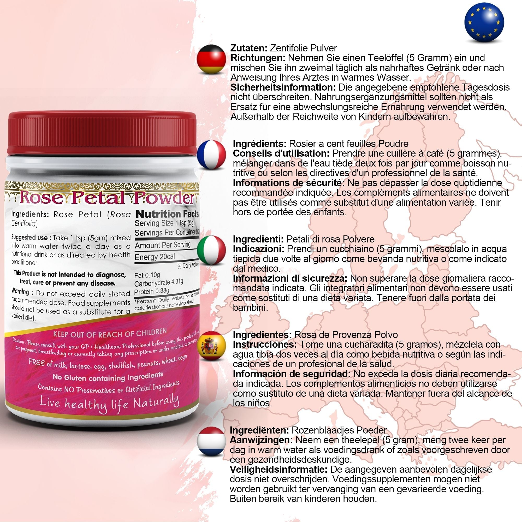 DivyaHerb Rose Petals Powder 100 gram - Healthy-Looking Skin Support-1