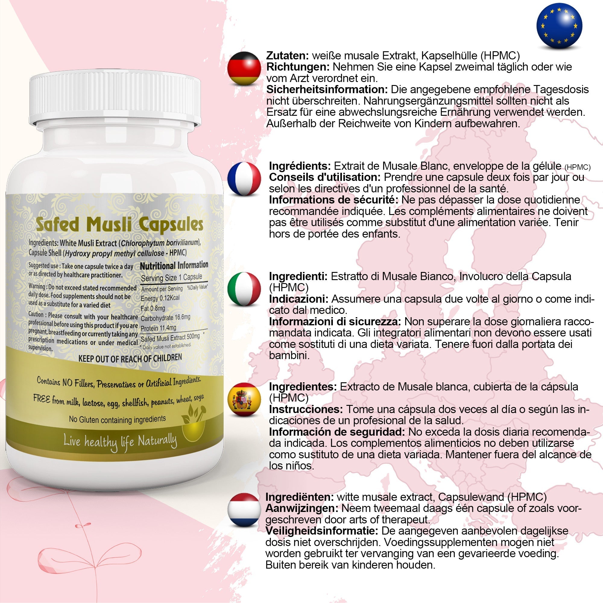 Ayushya Safed Musli Capsules (Chlorophytum Borivilianum) Strength & Stamina Support - Vegan, Gluten Free, Non-GMO, 60 Capsules-1