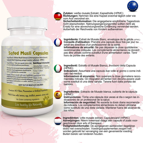 Ayushya Safed Musli Capsules (Chlorophytum Borivilianum) Strength & Stamina Support - Vegan, Gluten Free, Non-GMO, 60 Capsules-1