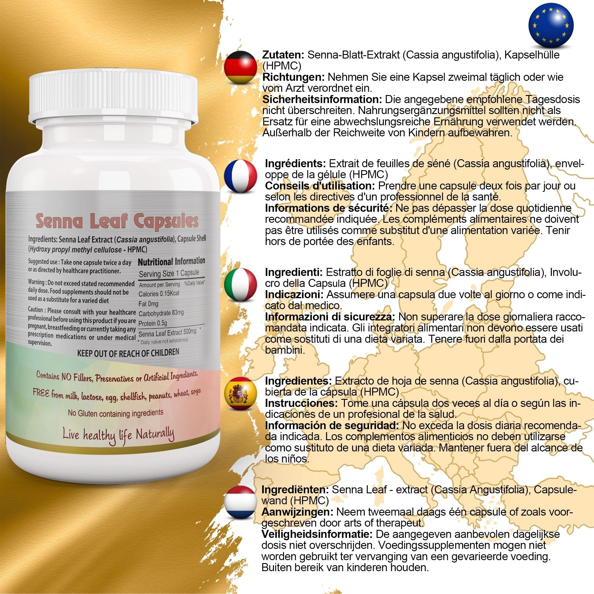Ayushya Senna Leaf (Cassia angustifolia) Capsules Digestive Regularity Support - Vegan, Gluten Free, Non-GMO, 60 Capsules-1