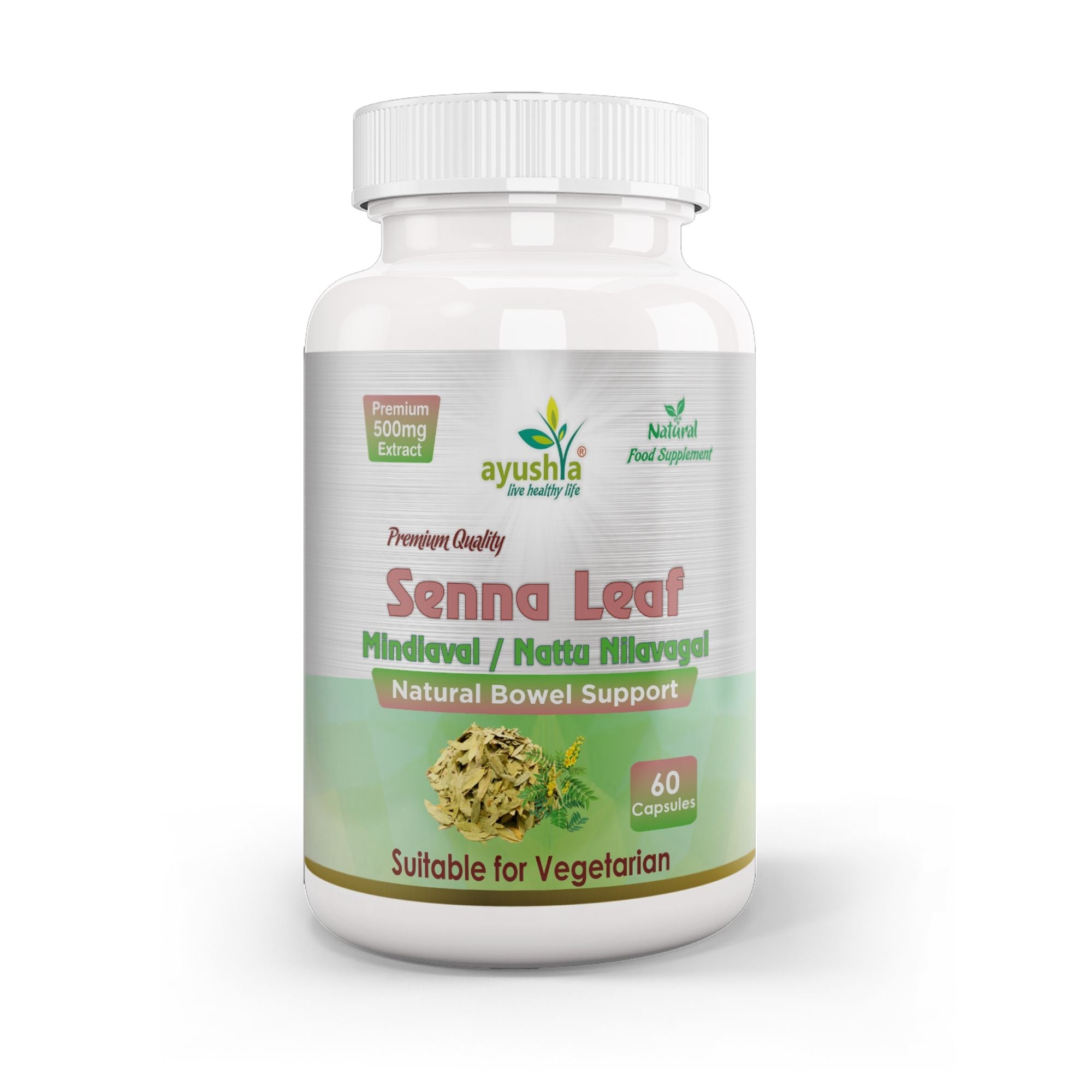Ayushya Senna Leaf (Cassia angustifolia) Capsules Digestive Regularity Support - Vegan, Gluten Free, Non-GMO, 60 Capsules-0