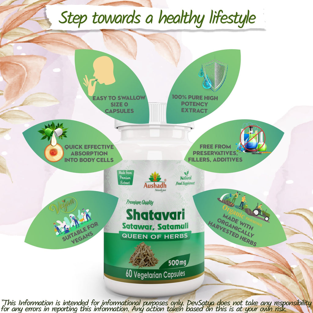Aushadh Shatavari Capsules (Wild Asparagus) Women’s Wellness Support - Vegan, Gluten Free, Non-GMO, 60 Capsules-4