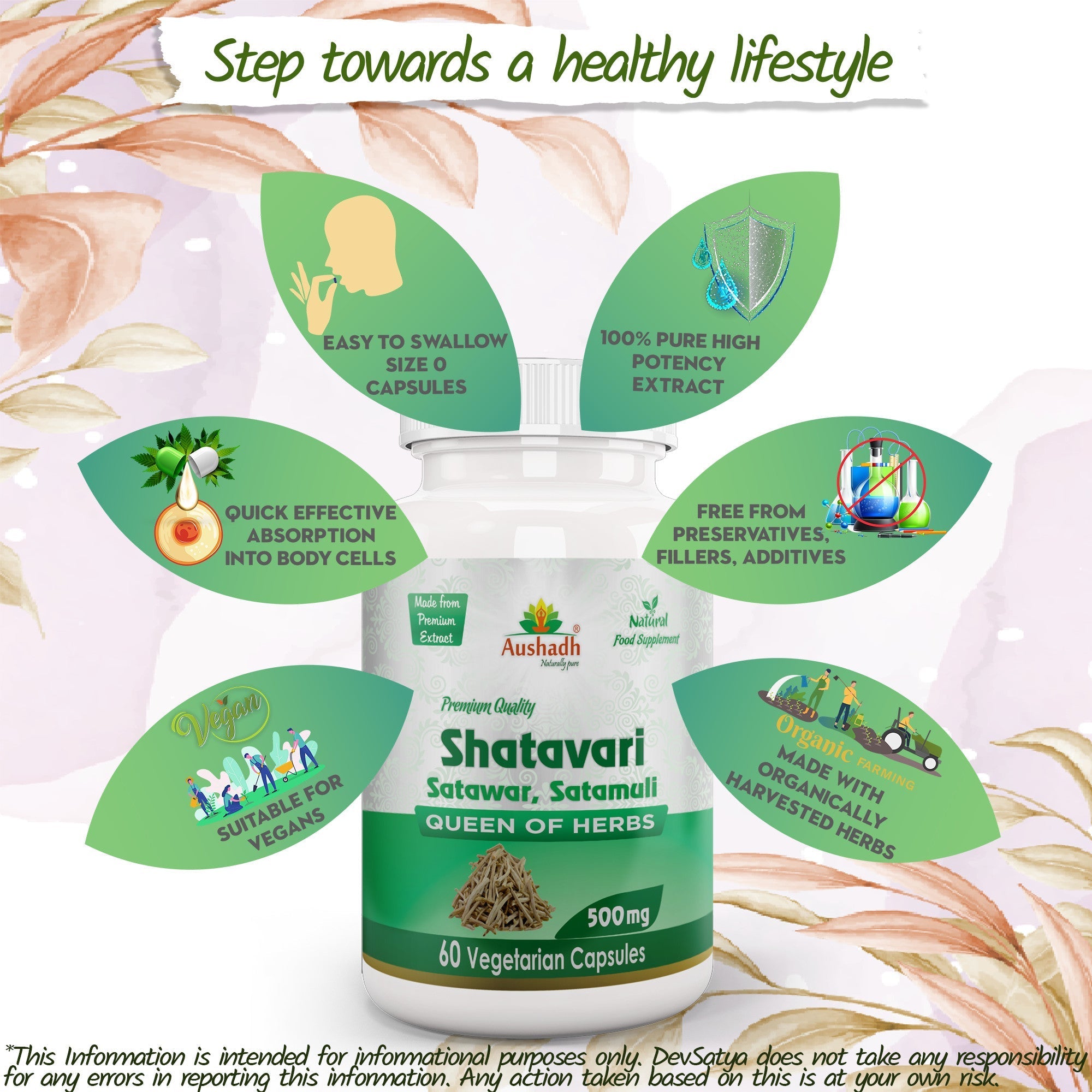 Aushadh Shatavari Capsules (Wild Asparagus) Women’s Wellness Support - Vegan, Gluten Free, Non-GMO, 60 Capsules-4