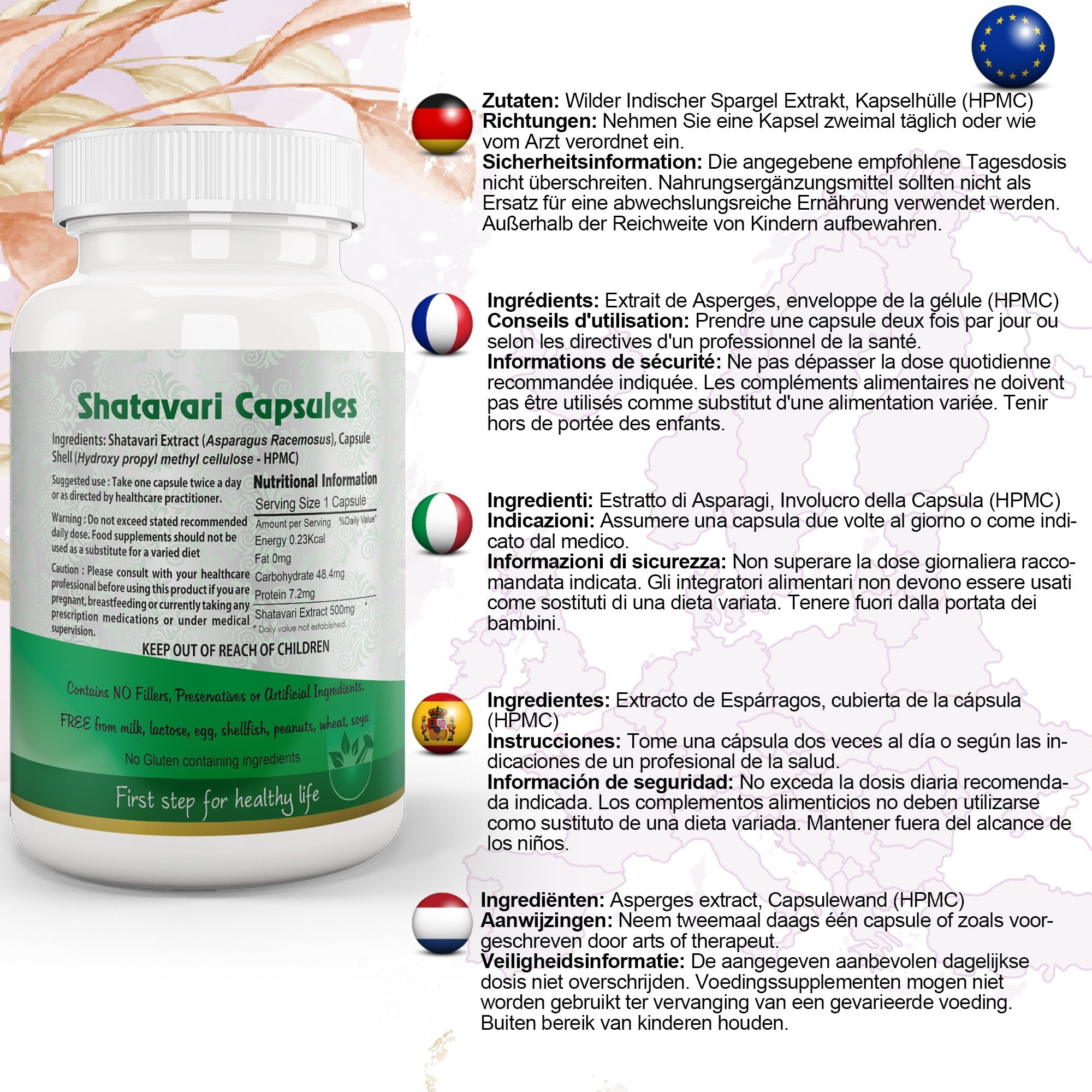 Aushadh Shatavari Capsules (Wild Asparagus) Women’s Wellness Support - Vegan, Gluten Free, Non-GMO, 60 Capsules-1