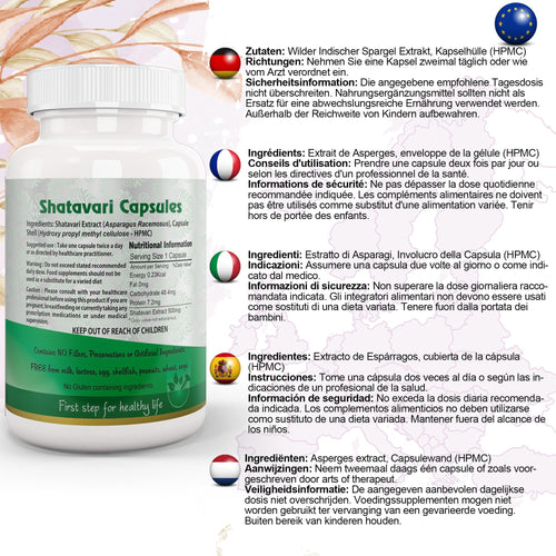 Aushadh Shatavari Capsules (Wild Asparagus) Women’s Wellness Support - Vegan, Gluten Free, Non-GMO, 60 Capsules-1