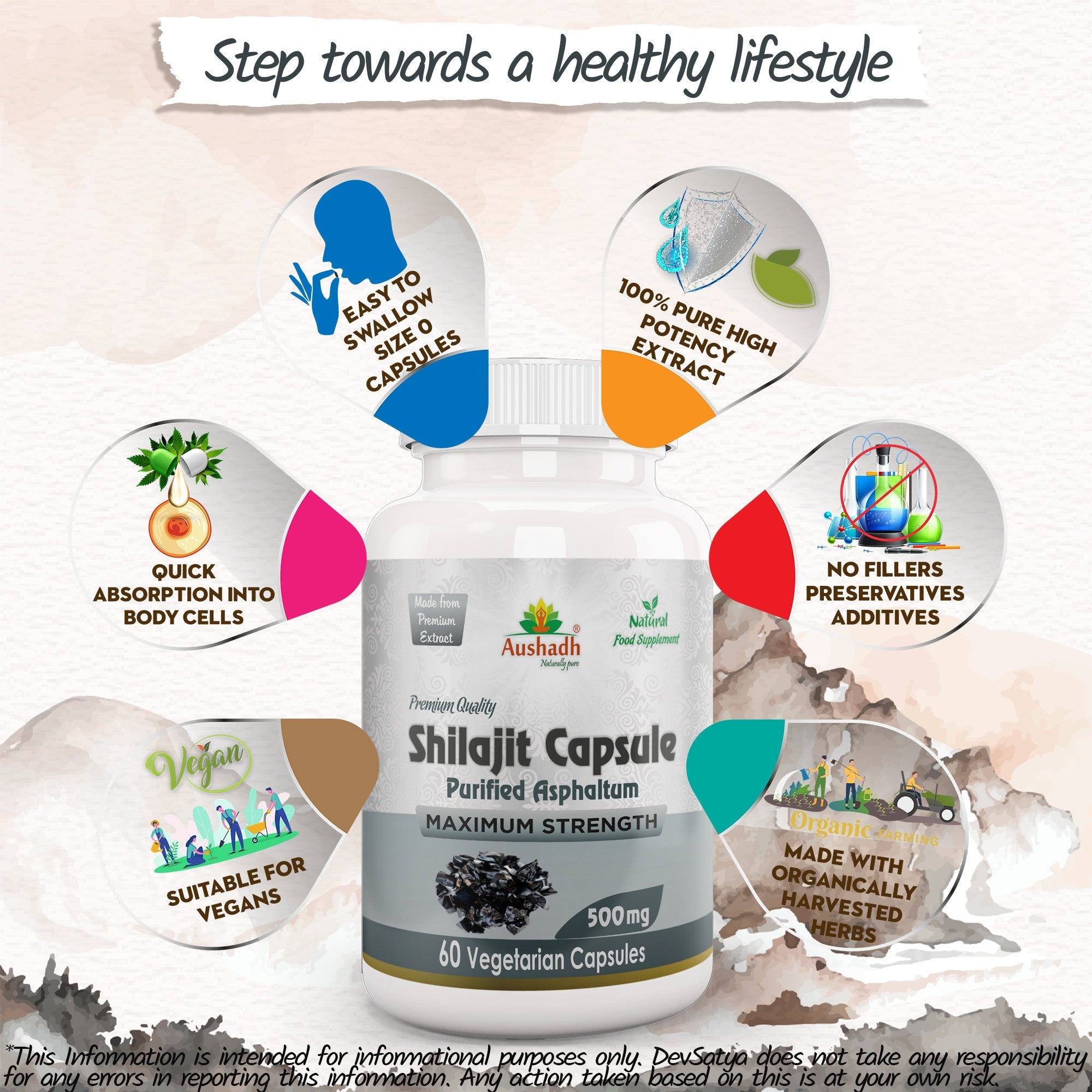 Aushadh Shilajit Capsules (Mineral Pitch) Energy & Vitality Support - Vegan, Gluten Free, Non-GMO, 60 Capsules-4