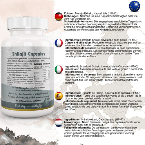 Aushadh Shilajit Capsules (Mineral Pitch) Energy & Vitality Support - Vegan, Gluten Free, Non-GMO, 60 Capsules-1