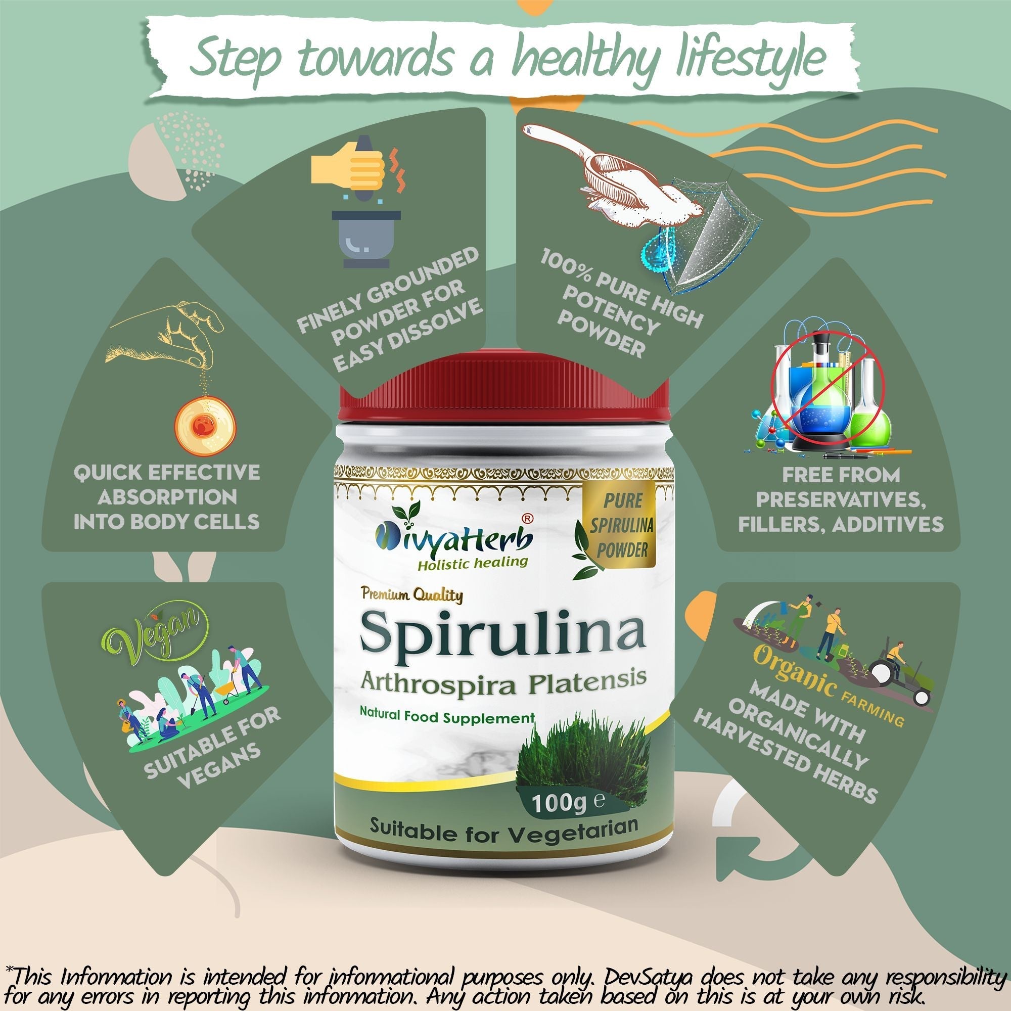 DivyaHerb Spirulina Powder 100 gram - Daily Vitality Support-4