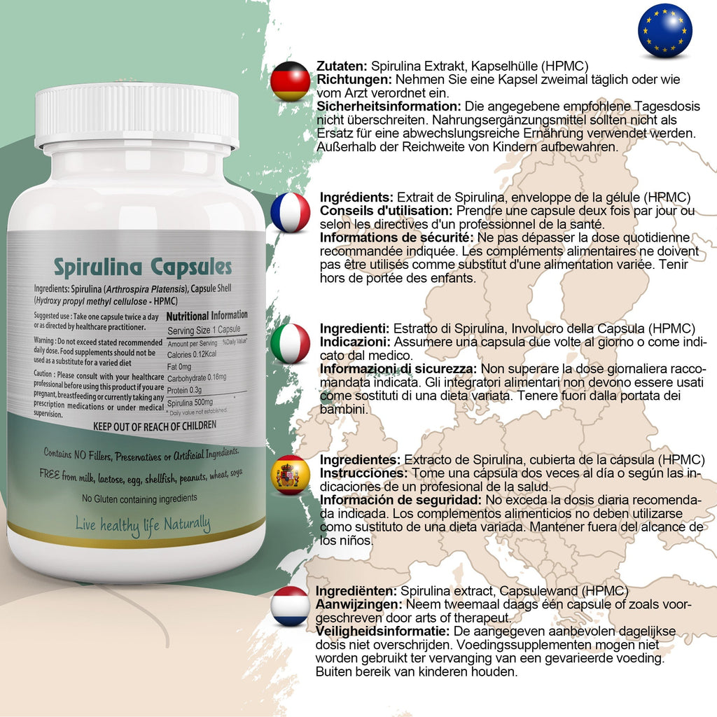 Ayushya Spirulina Capsules (Blue-Green Algae) Energy & Nutrition Support - Vegan, Gluten Free, Non-GMO, 60 Capsules-1