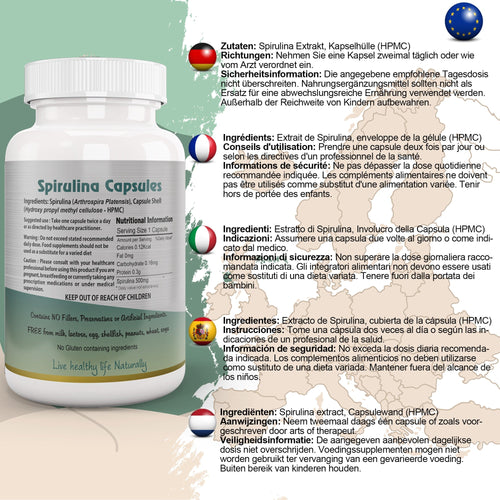 Ayushya Spirulina Capsules (Blue-Green Algae) Energy & Nutrition Support - Vegan, Gluten Free, Non-GMO, 60 Capsules-1