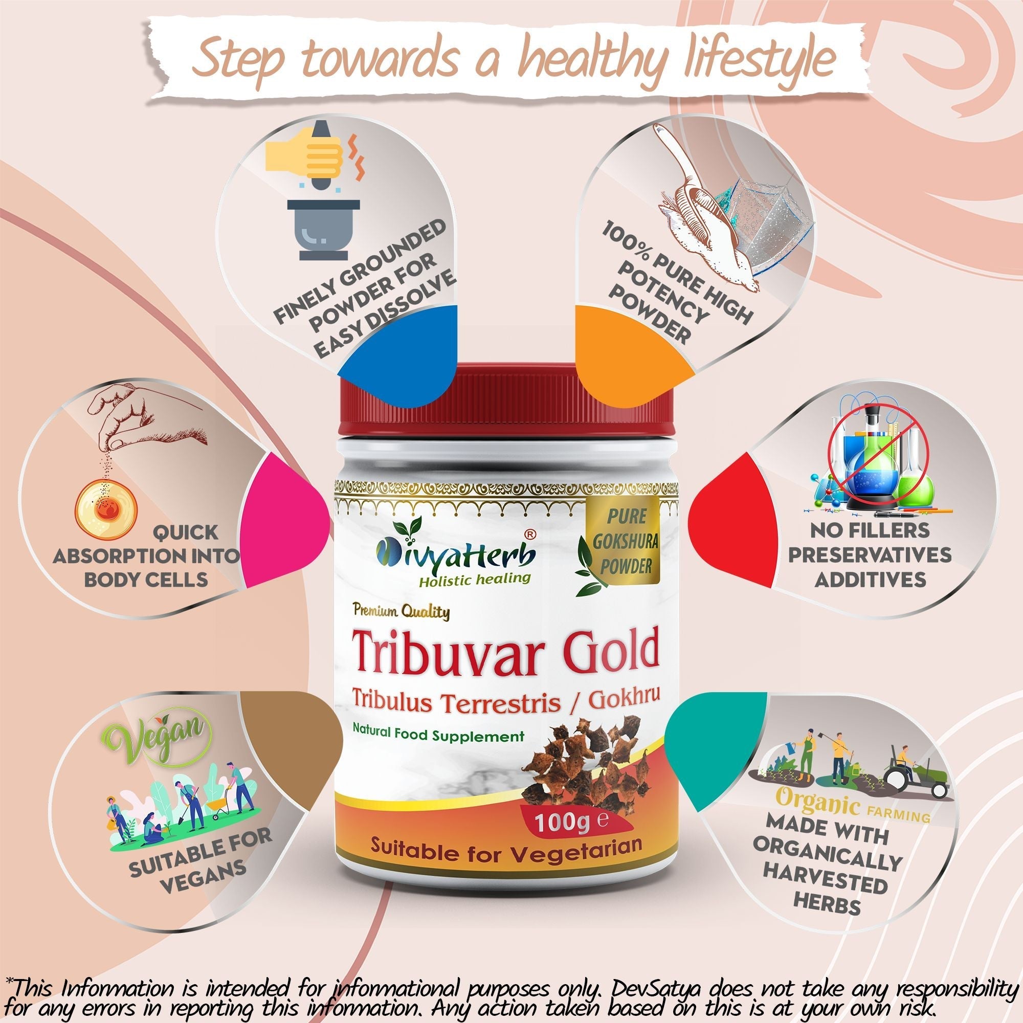 DivyaHerb Gokshura / Tribuvar Powder 100 gram - Natural Herbal Wellness-4