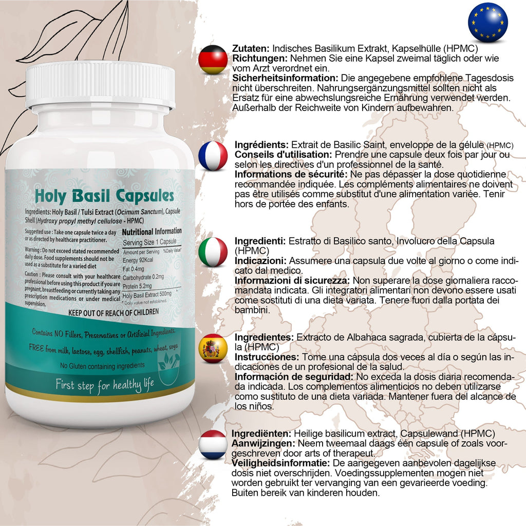 Aushadh Holy Basil Capsules (Tulsi) Stress Balance & Immune Wellness Support - Vegan, Gluten Free, Non-GMO, 60 Capsules-1