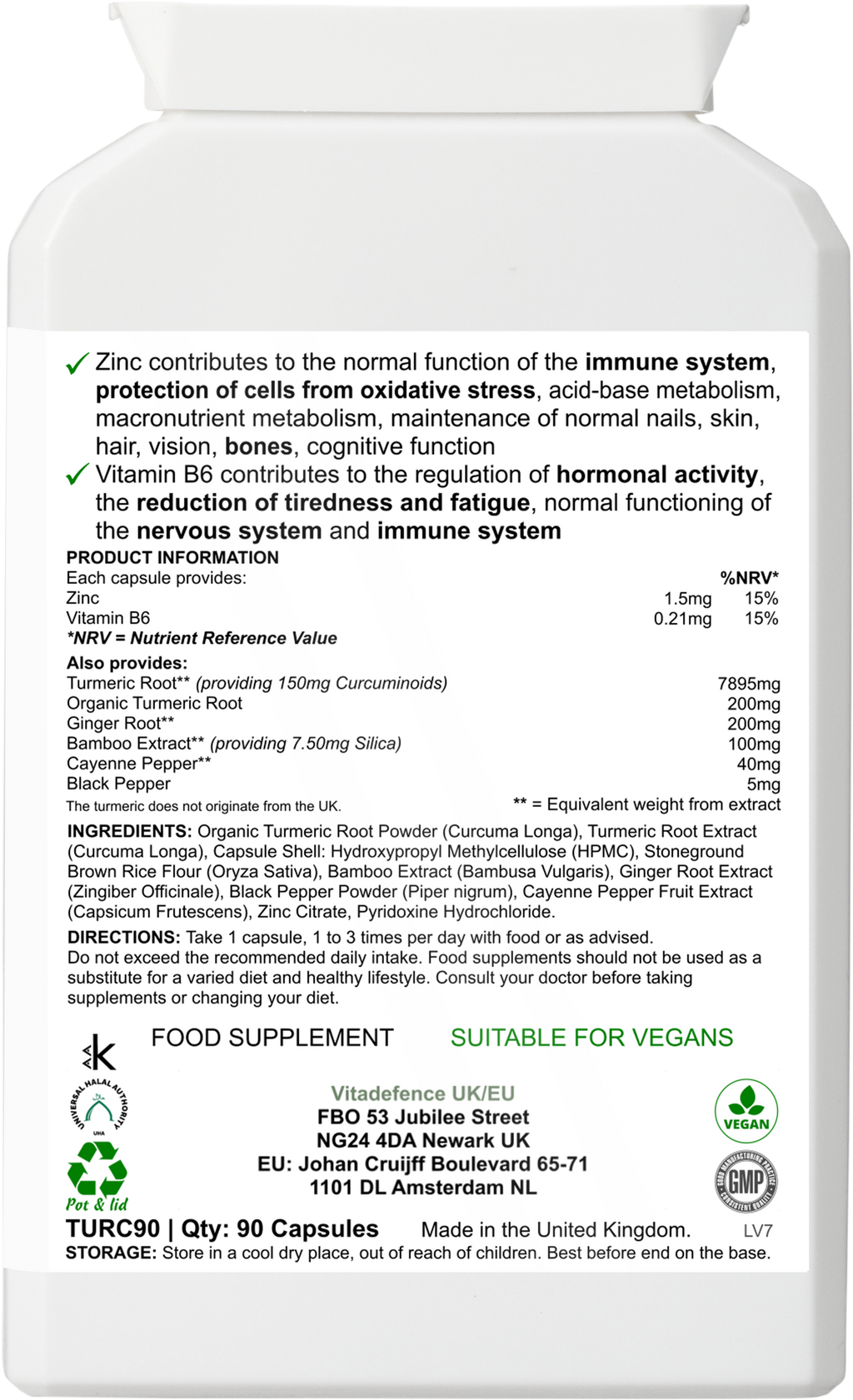 Turmeric Max | With Vitamin B6, Zinc & Botanicals – 90 Capsules-1