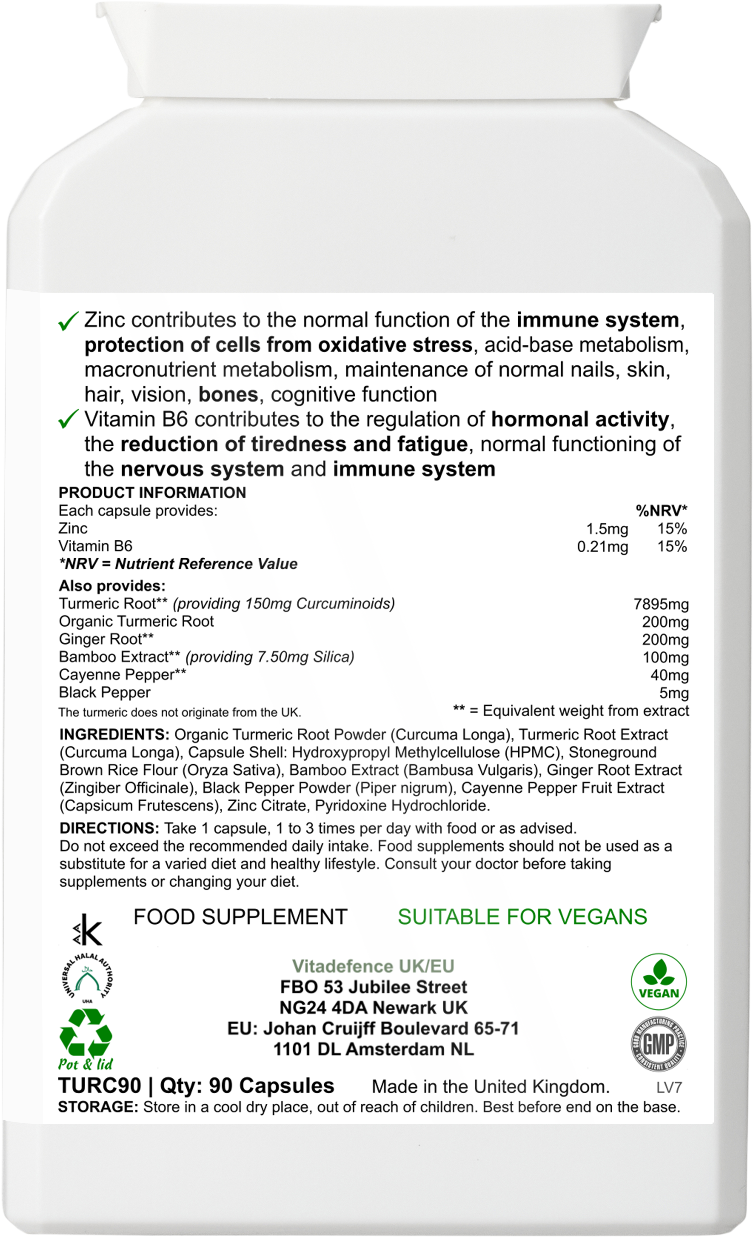 Turmeric Max | With Vitamin B6, Zinc & Botanicals – 90 Capsules-1