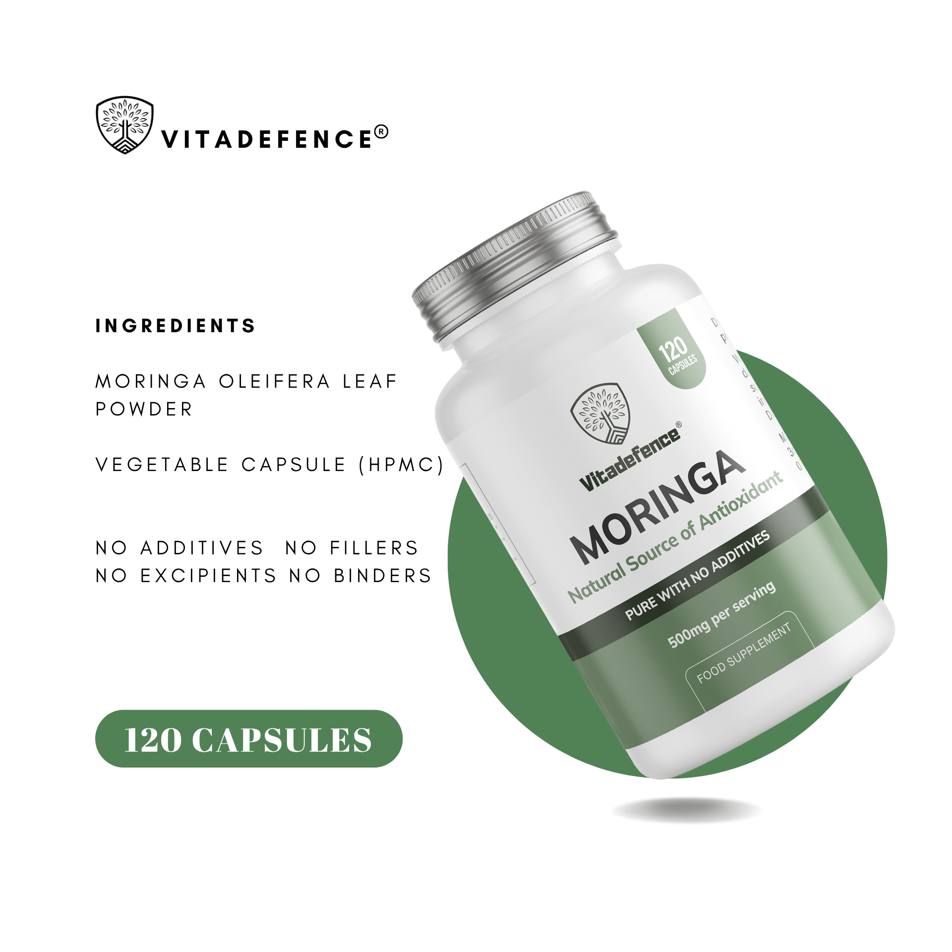 Moringa Oleifera | 500 mg Vegan Capsules – 120 Count-3
