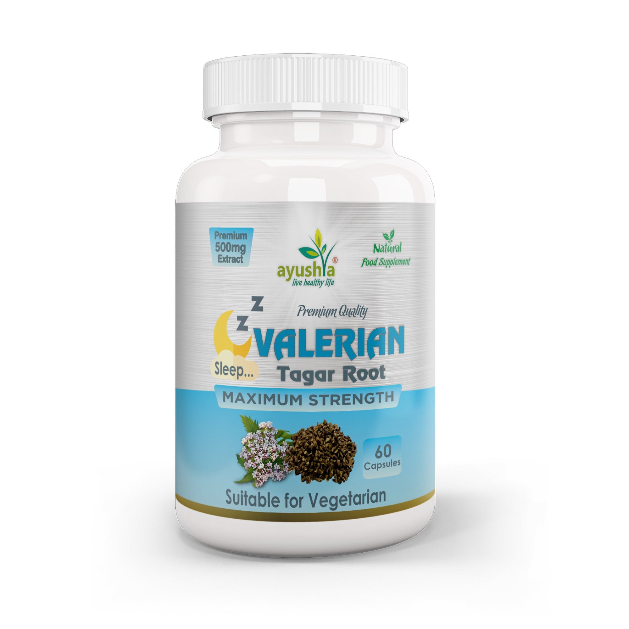 Ayushya Valerian Capsules (Tagar) Restful Sleep Support - Vegan, Gluten Free, Non-GMO, 60 Capsules-0