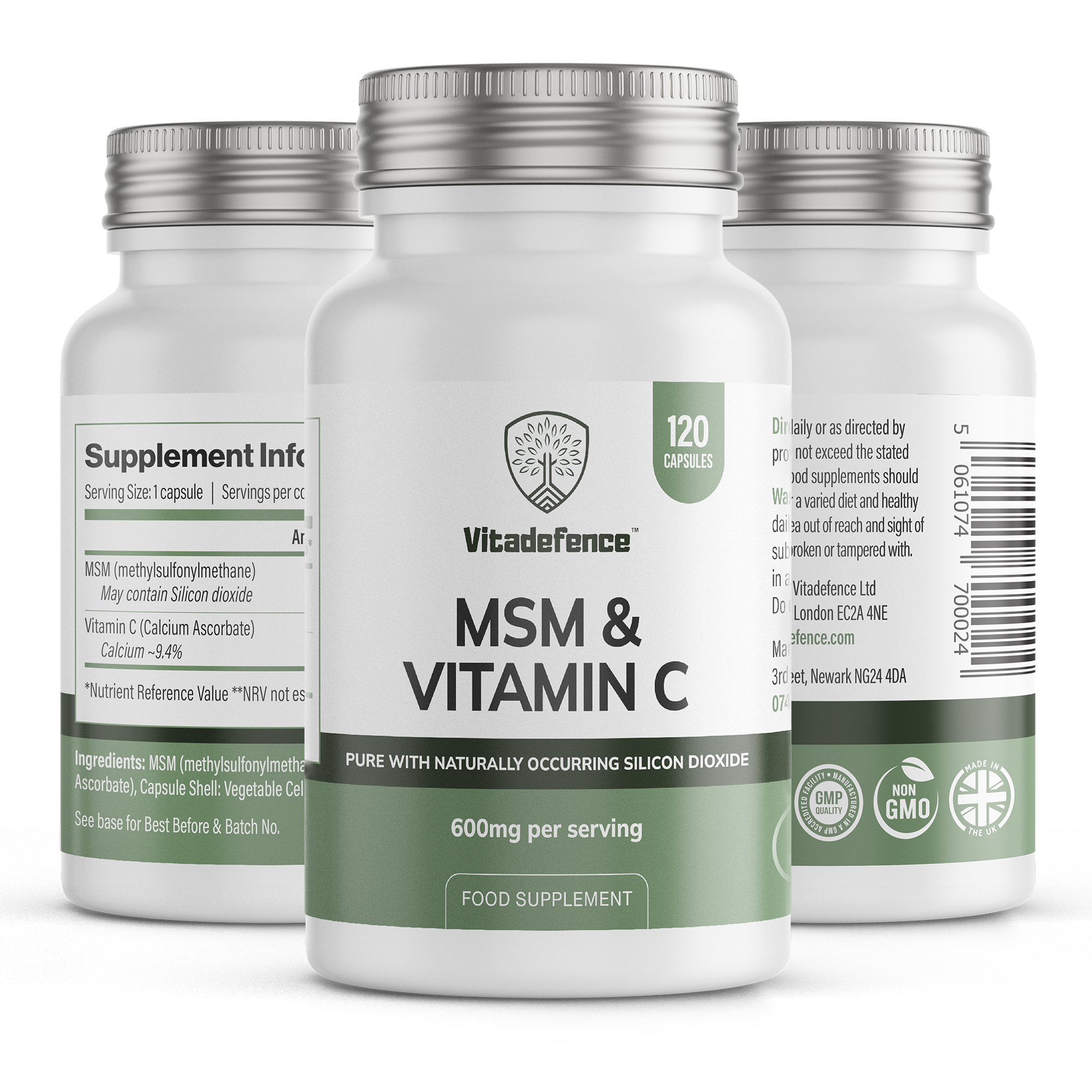 MSM + Vitamin C | Vegan Capsules – 120 Count-1