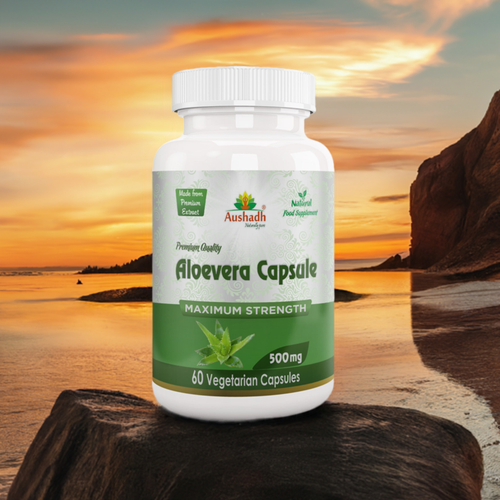 Aushadh Aloe vera Capsules (Ghritkumari, Kumari) Digestive Comfort & Skin Support - Vegan, Gluten Free, Non-GMO, 60 Capsules-1